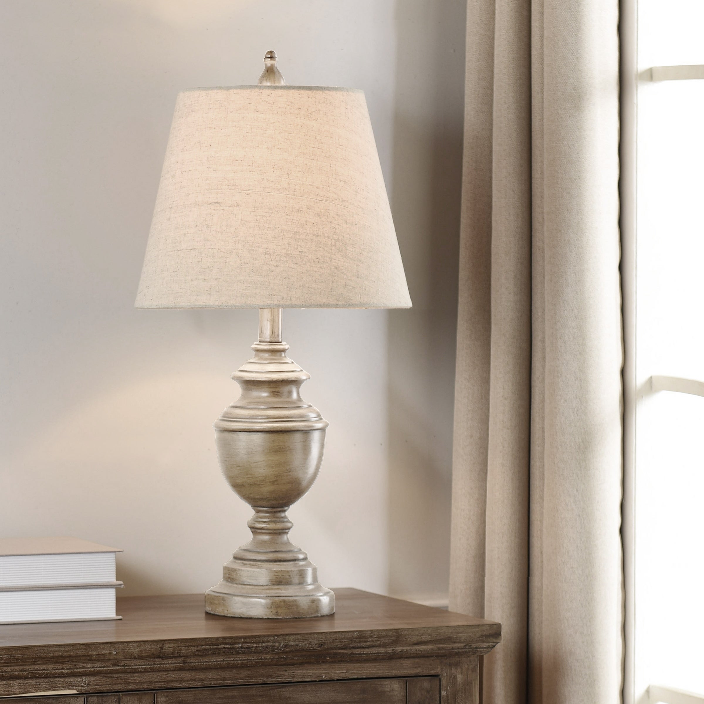 StyleCraft Marion Weathered Grey Table Lamp - Heathered Light Beige Shade - Mycitystee