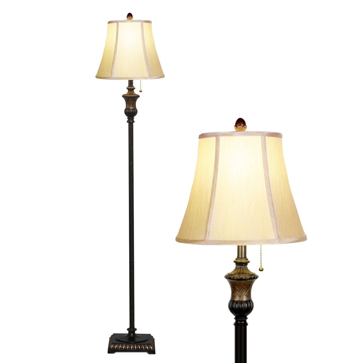 Sophia 63 in. Bronze LED Floor Lamp with Bell Shape Fabric Shade - Mycitystee