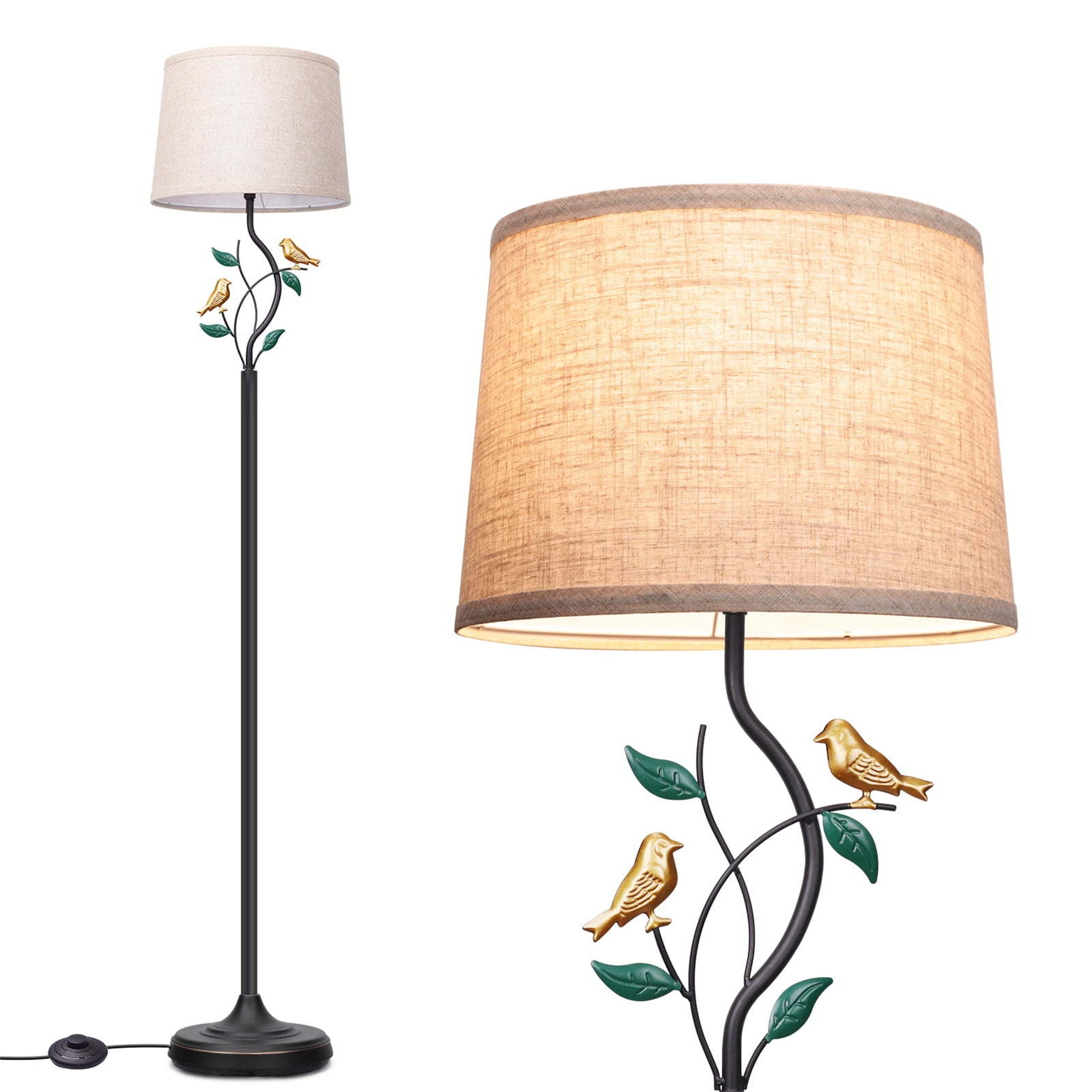 Dimmable Floor Standing Lamp with Leaves and Birds Design - Mycitystee