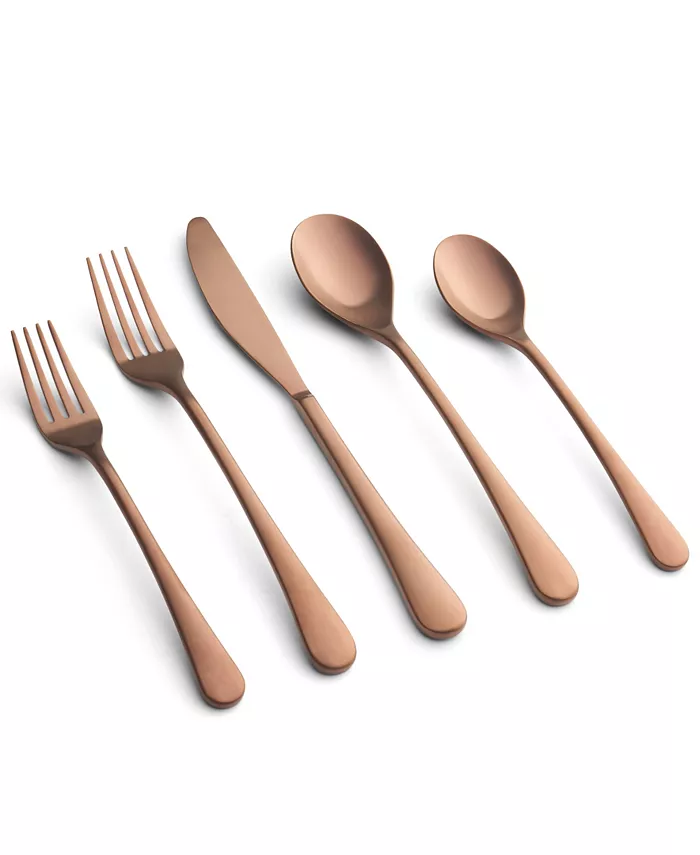 Cambridge Silversmiths Xyla Copper Satin Flatware Set， 20 Piece - Mycitystee