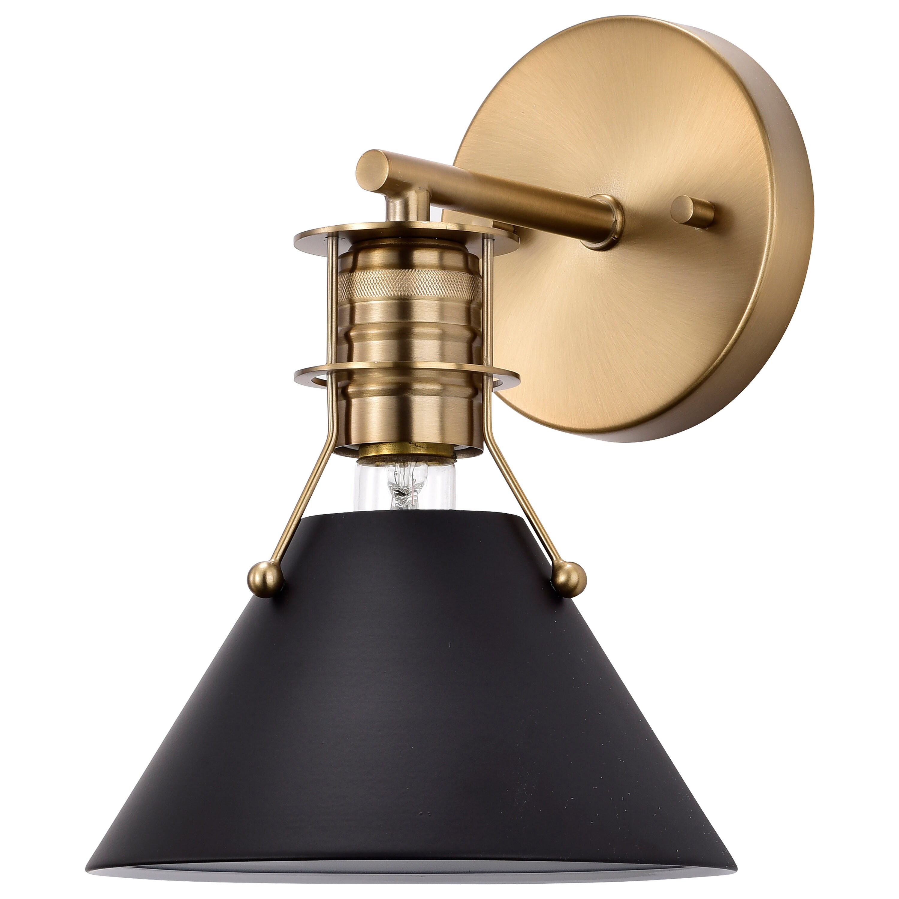 Outpost 1 Light Wall Sconce Matte Black with Burnished Brass - Mycitystee