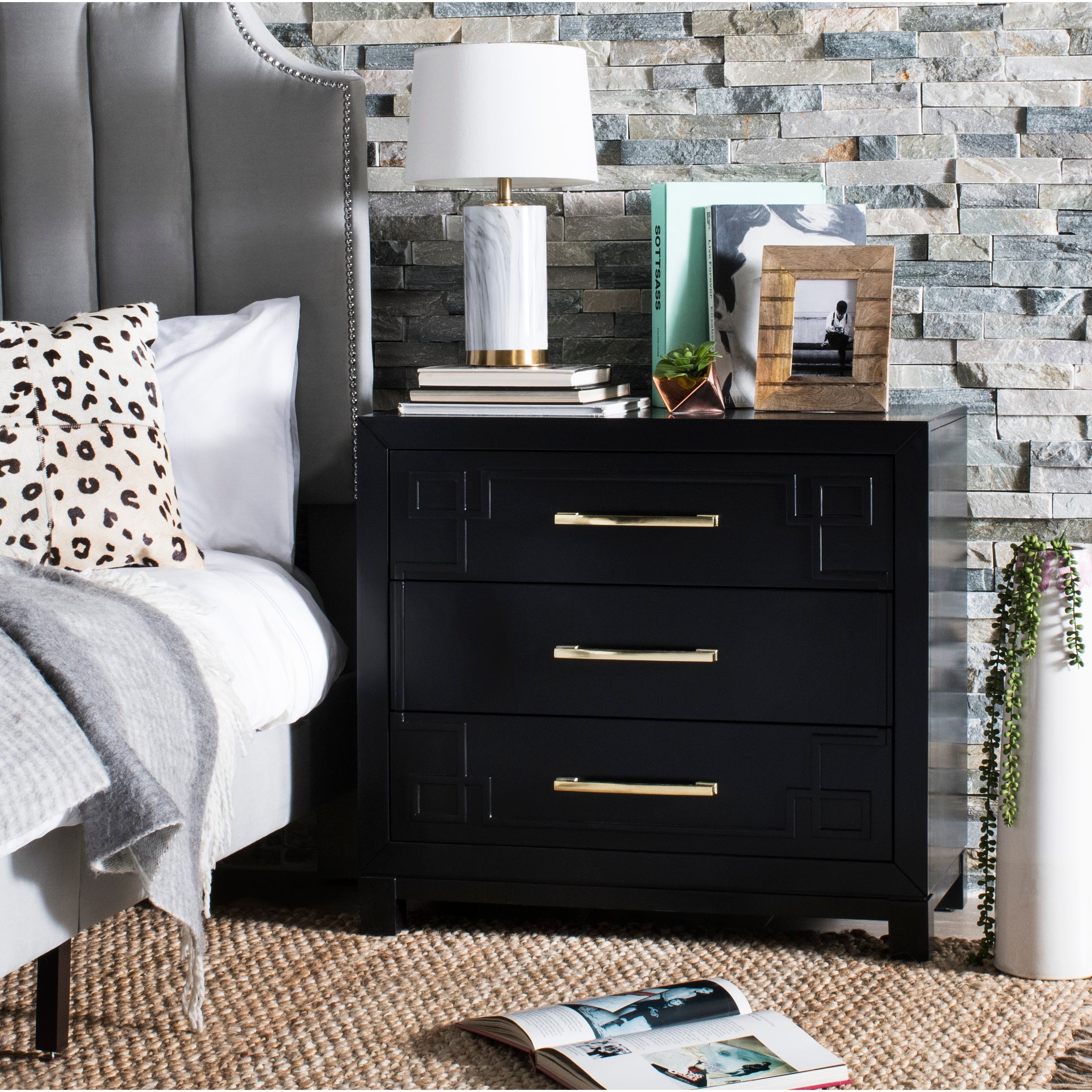 SAFAVIEH Raina 3 Drawer Chest - Black / Gold - - 22367039 - Mycitystee