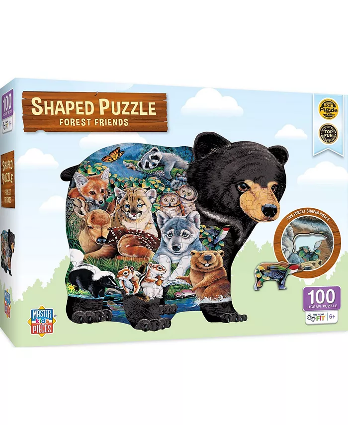 MasterPieces Puzzles Forest Friends Shaped 100 Piece Kids Jigsaw Puzzle - Mycitystee