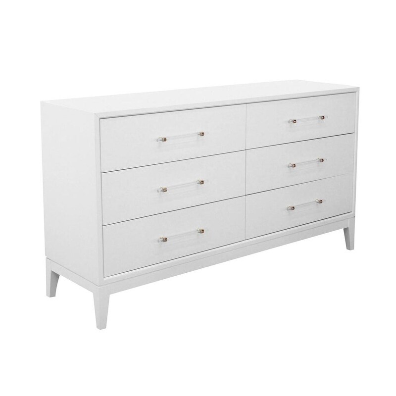 Best Master Furniture White Lacquer 6-drawer Dresser - - 30541297 - Mycitystee