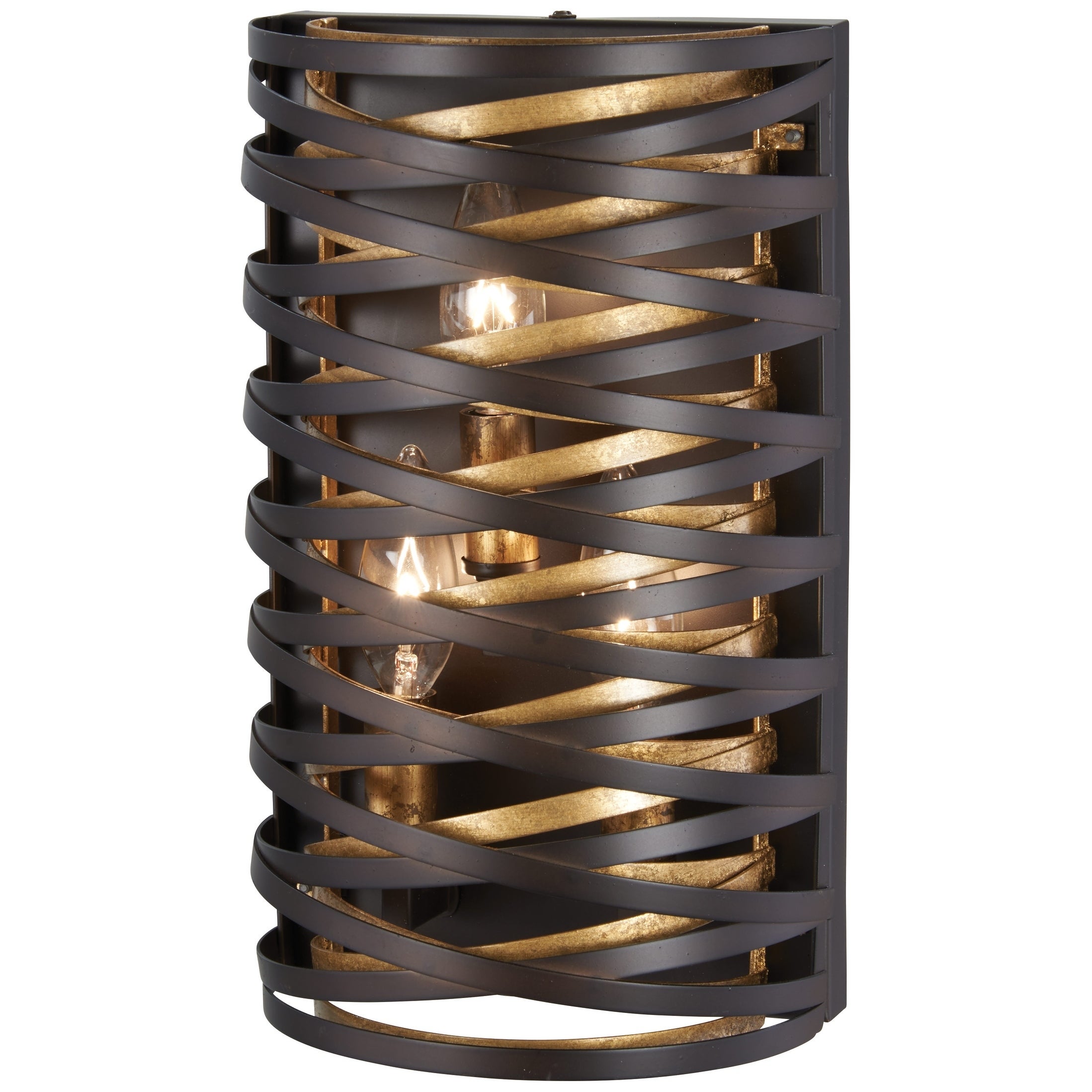 Vortic Flow Dark Bronze W/Mosaic Gold Inte Wall Sconce by Minka Lavery - Mycitystee