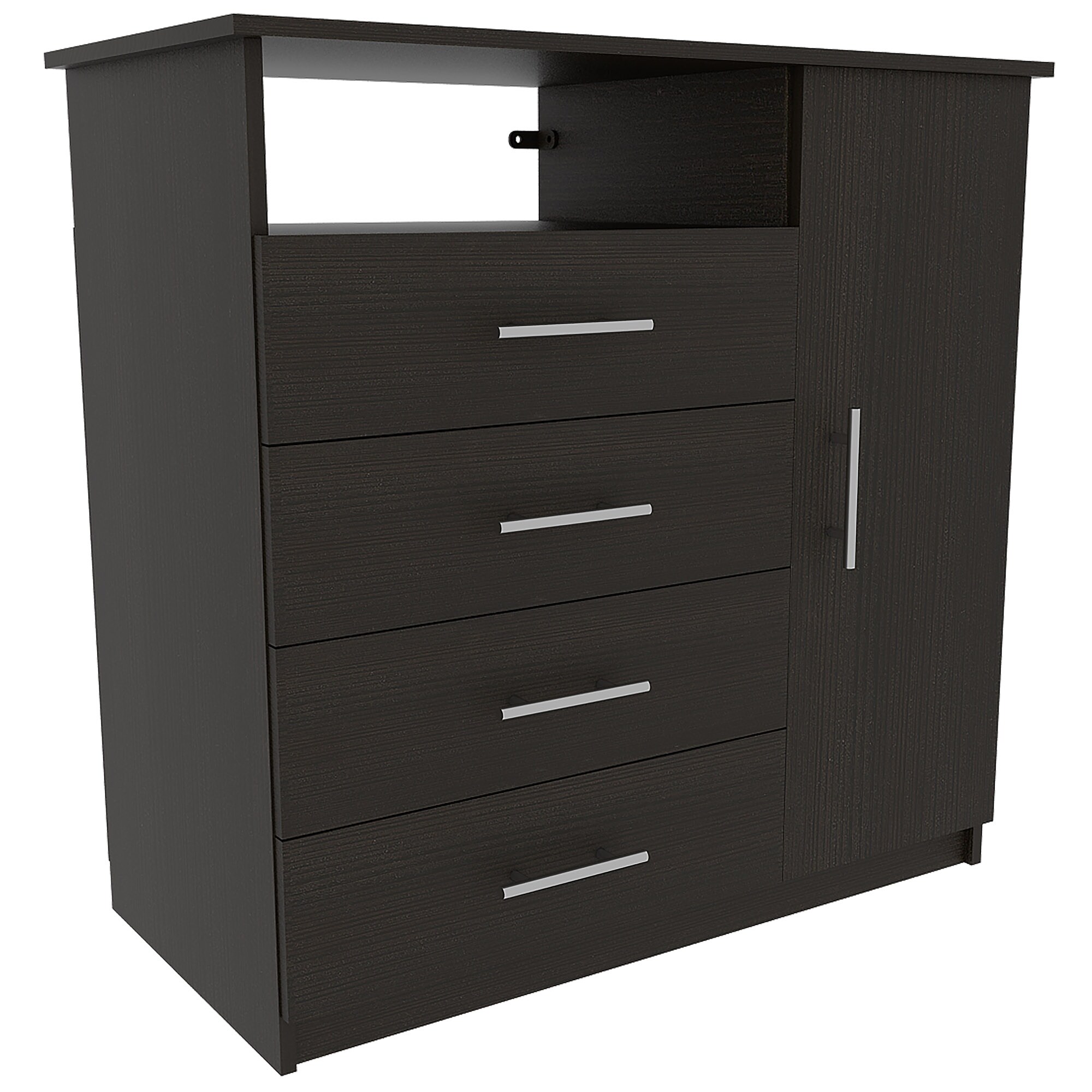 Rioja Dresser With 4 Drawers， Cabinet， Hanging Rod， And Open Shelf - - 34509962 - Mycitystee