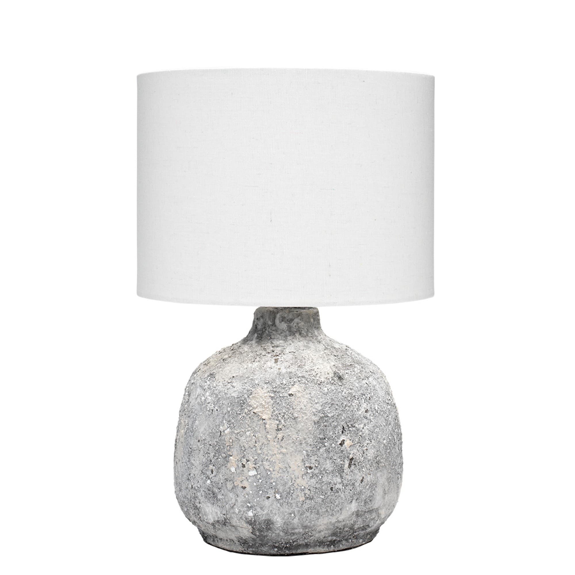Ceramic Oval Table Lamp with Textured Finish， White and Gray - Mycitystee