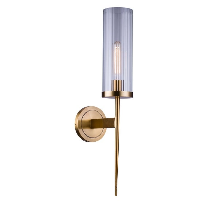 Antique Brass Metal Wall Sconce with Glass Shade - Mycitystee