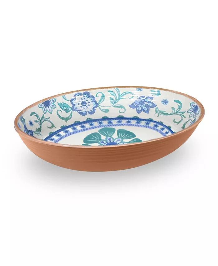 TarHong Rio Turquoise Floral Oval Serve Bowl， 13.1