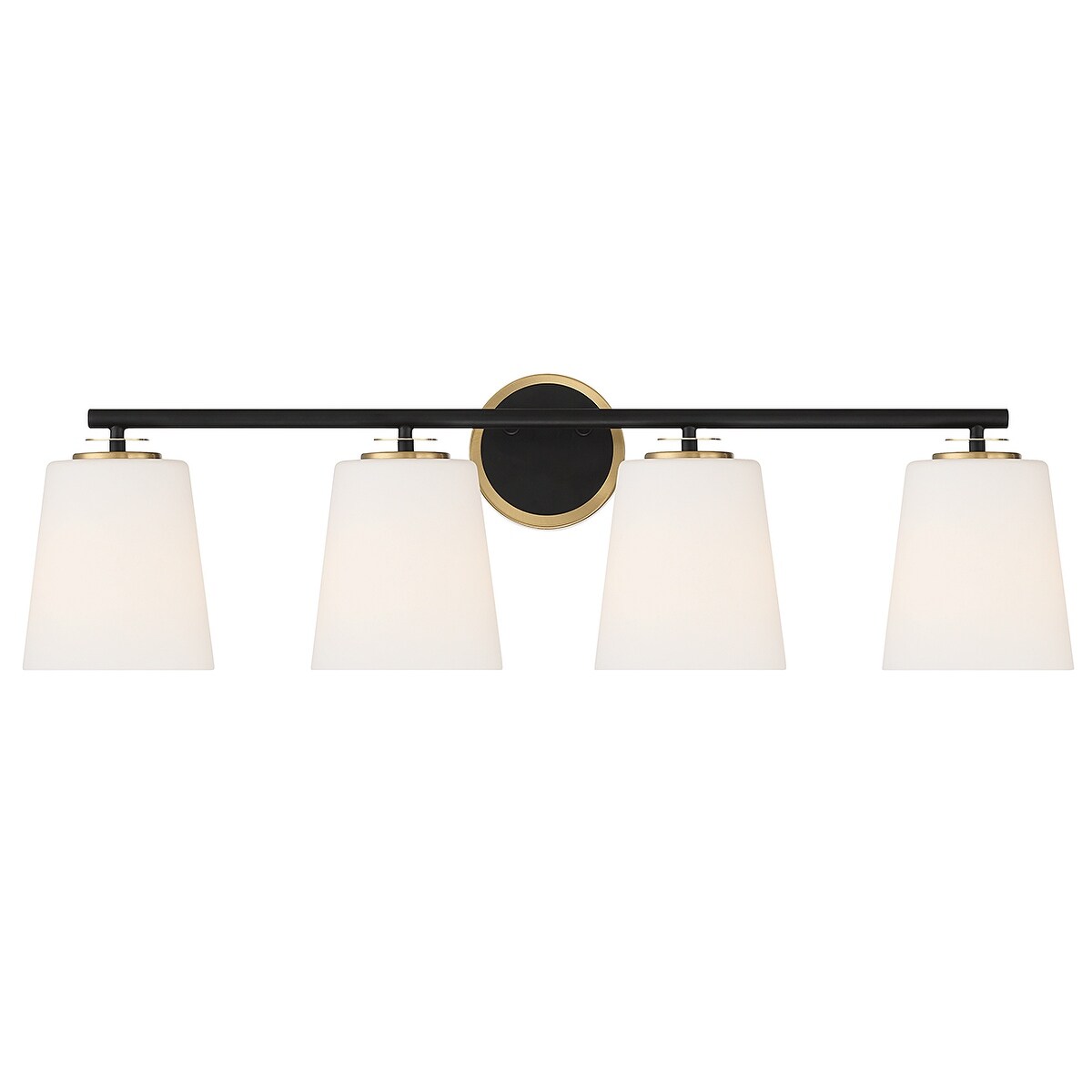 Trade Winds Nell 4-Light Bathroom Vanity Light in Matte Black and Natural Brass - Mycitystee
