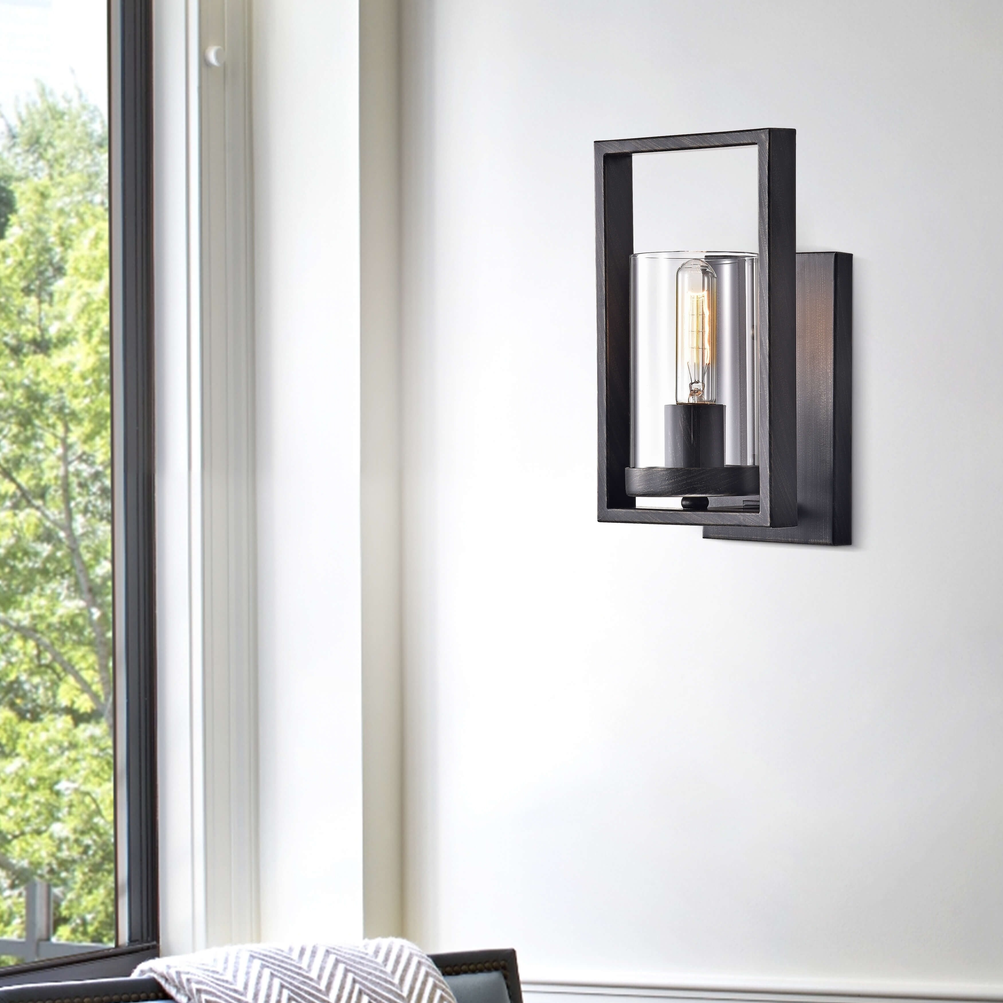Anastasia Antique Black Single Light Wall Sconce with Clear Glass - Mycitystee