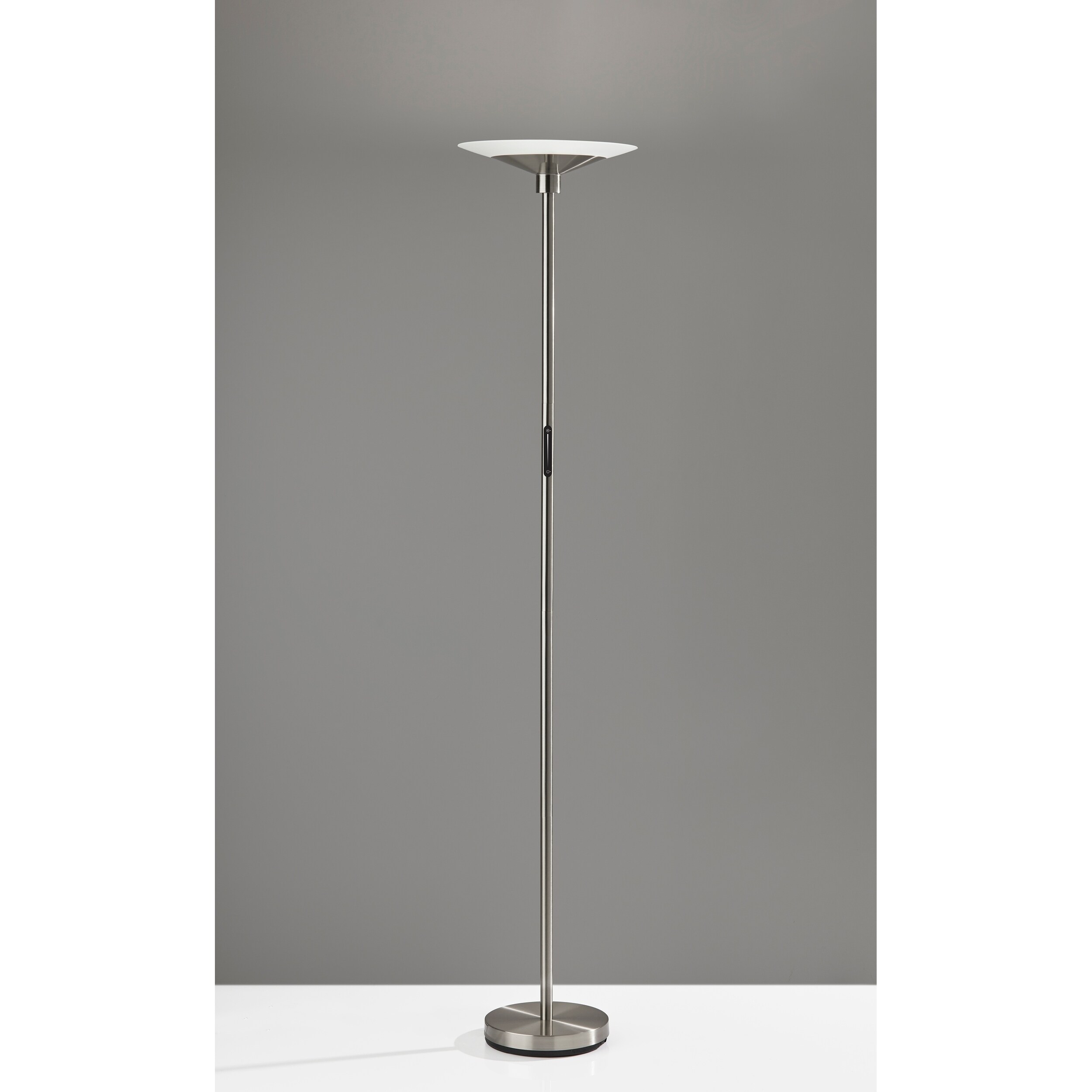 Adesso Solar Brushed Steel LED Torchiere - Mycitystee