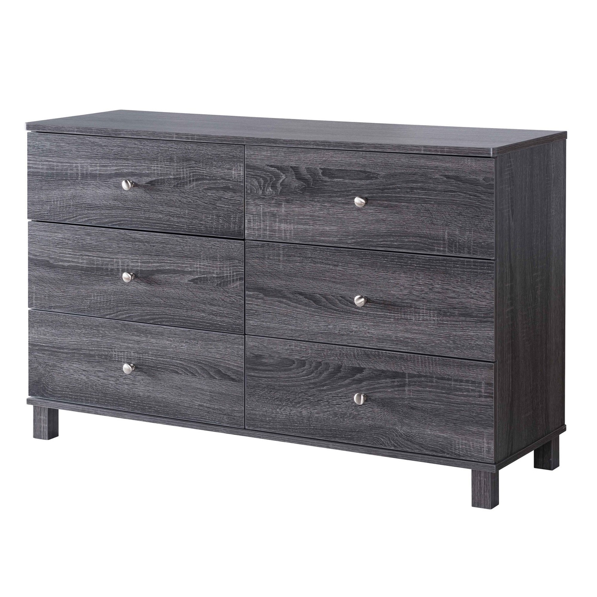 47.25 Inches 6 Drawer Dresser with Straight Legs， Distressed Gray - - 32904457 - Mycitystee
