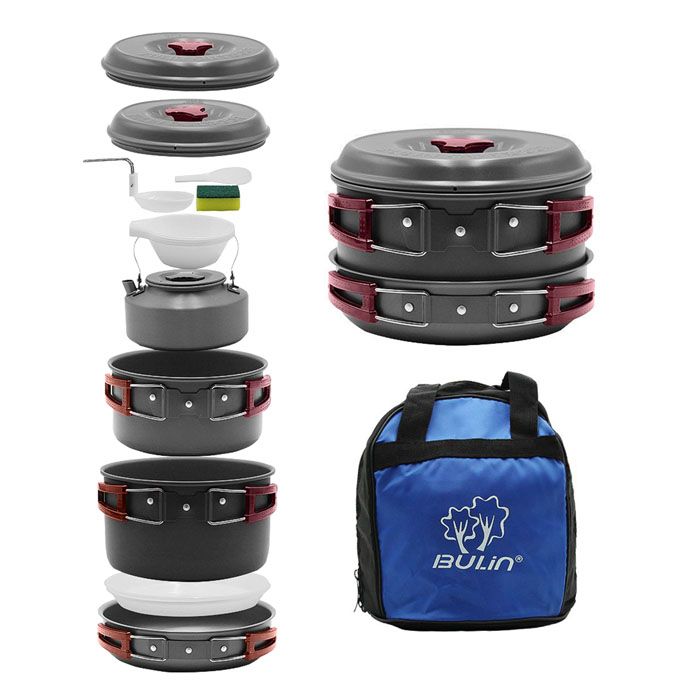 Buy Bulin 13 PCS Camping Cookware Mess Kit Lightweight Nonstick Cooking Set from BRoadout - Mycitystee