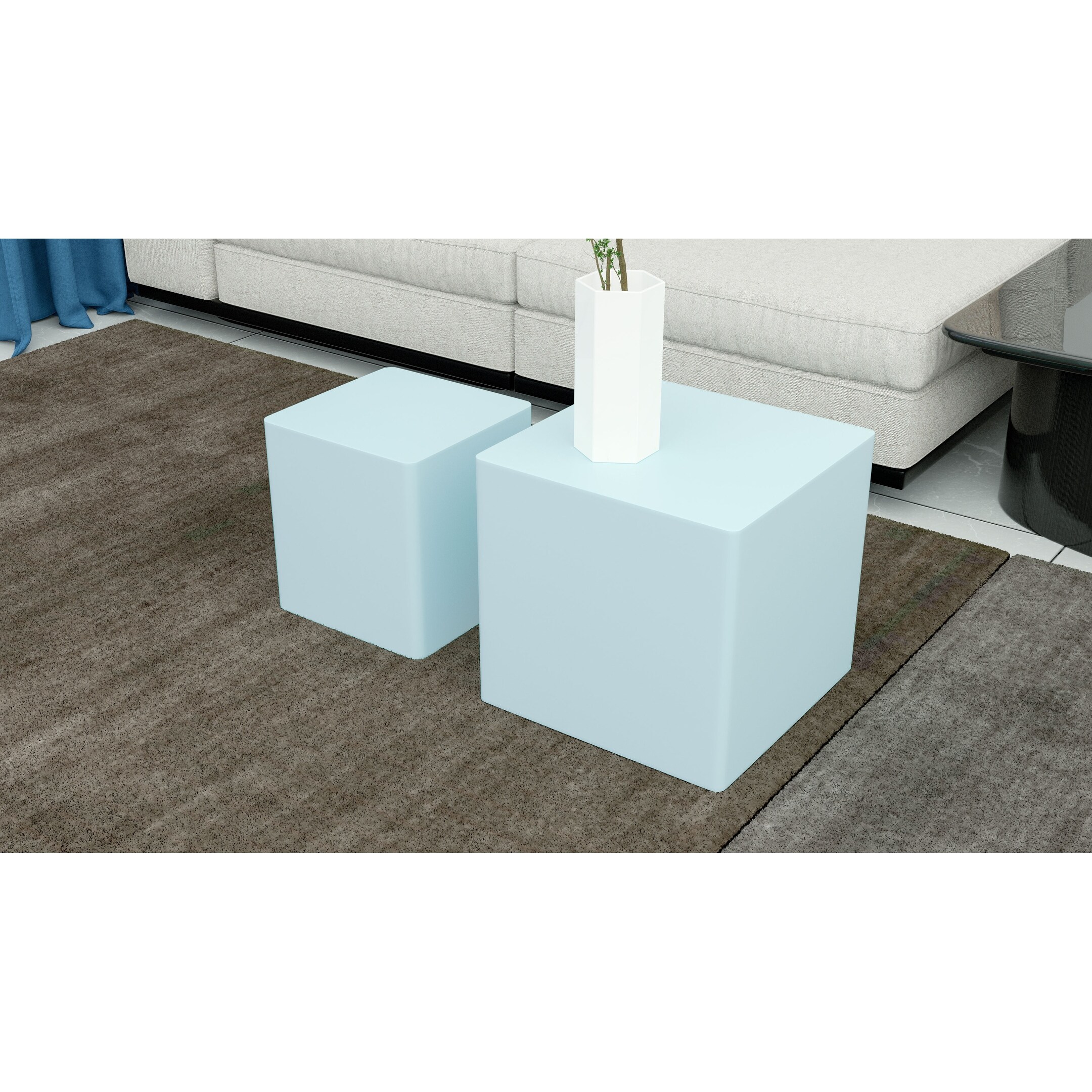 Mdf Nesting Table/Square Side Table/Coffee Table/End Table Set Of 2 for Hallway， Foyer， Den， Living Room， Various Functions - Mycitystee