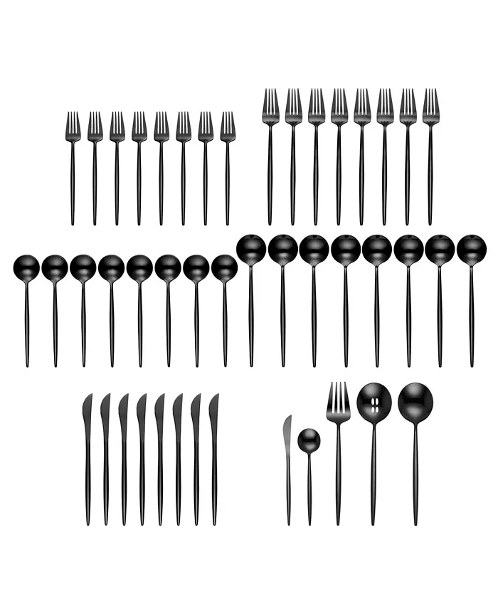 Hampton Forge Skandia Zephyr Black 45 Piece Flatware Set， Service For 8 - Mycitystee