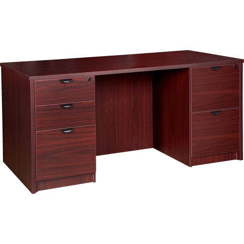 Lorell Prominence 2.0 Mahogany Laminate Double-Pedestal Desk - 5-Drawer (PD3066DPMY) - Mycitystee