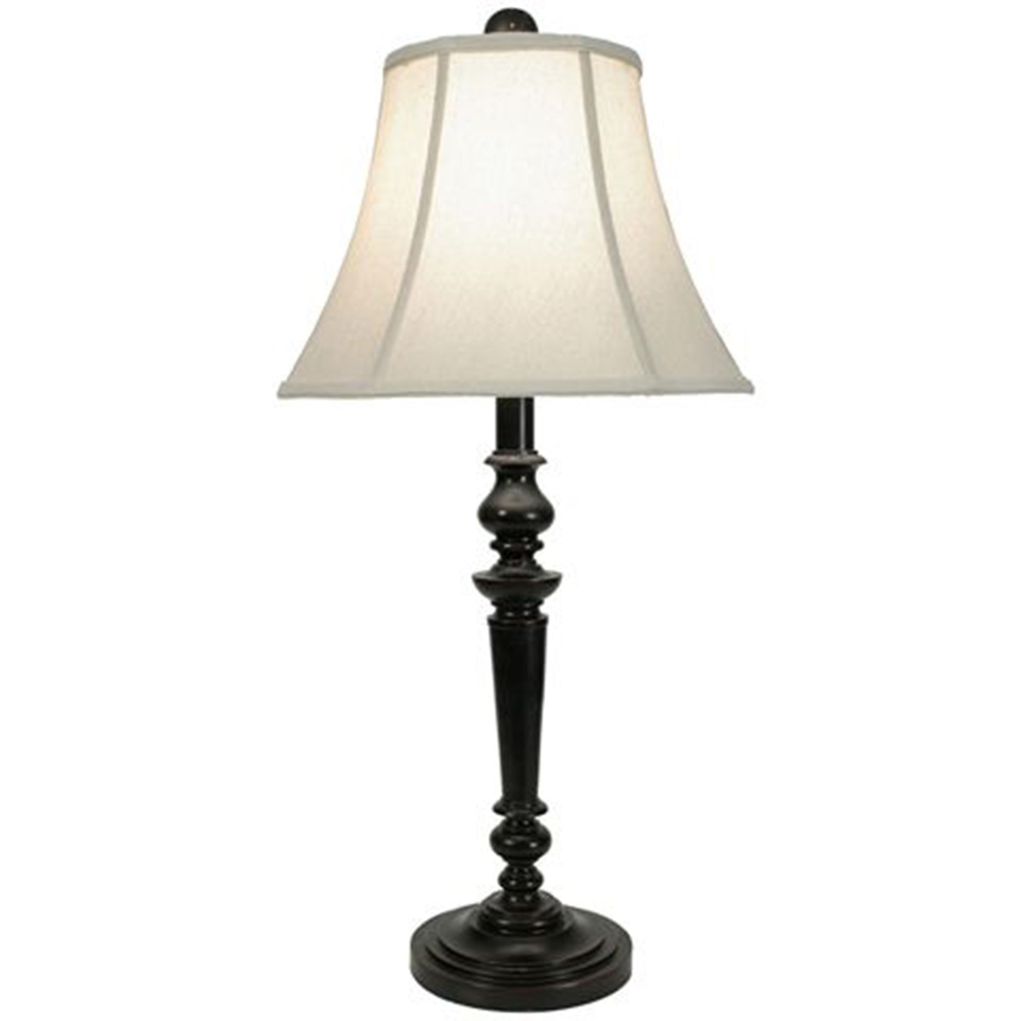 StyleCraft Sicilian Black Turned Table Lamp with Linen Softback Fabric Shade - Mycitystee