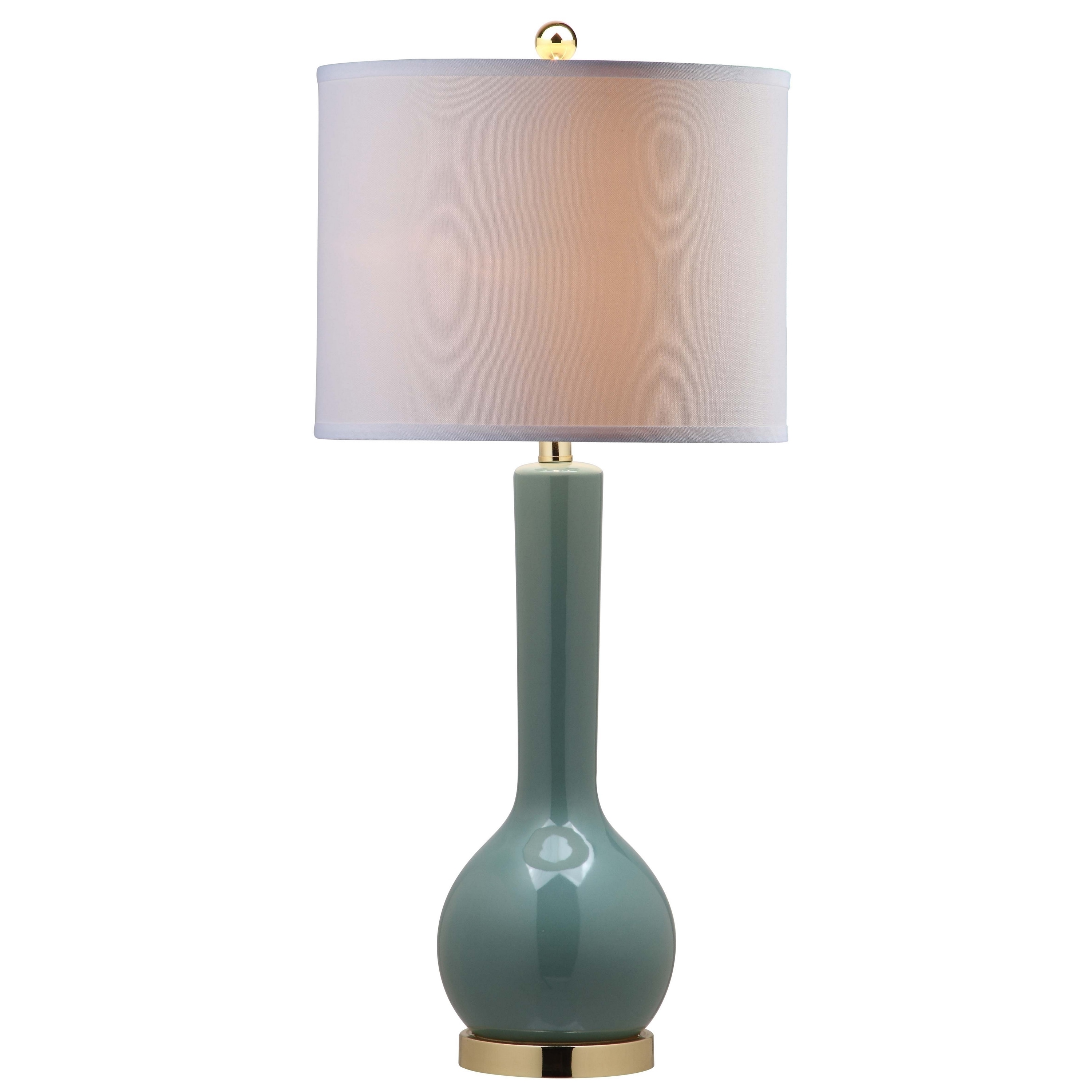 SAFAVIEH Lighting 31-inch Mae Marine Blue Long Neck Ceramic Table Lamp - 14