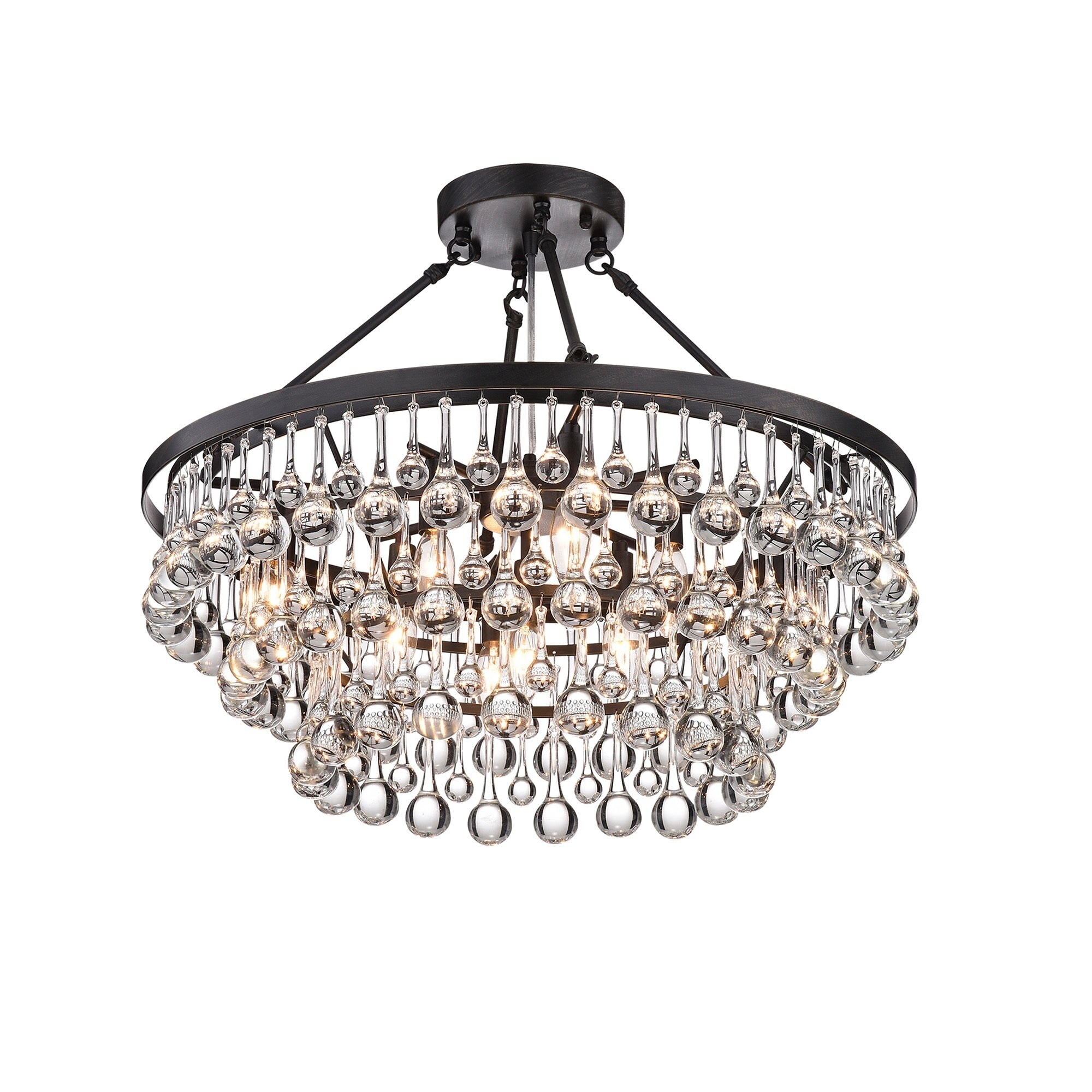 Contemporary 24 in. 9-Light Semi-Flush Mount - N/A - Mycitystee