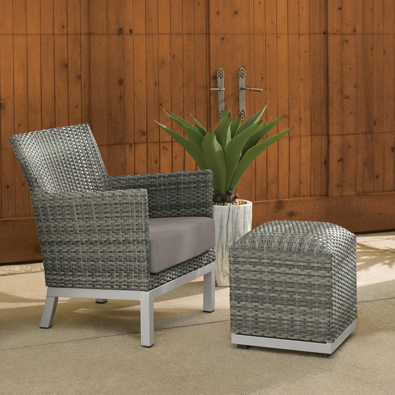 Argento 2 Piece Wicker Patio Seating Set W/ Ottoman By Oxford Garden - Mycitystee