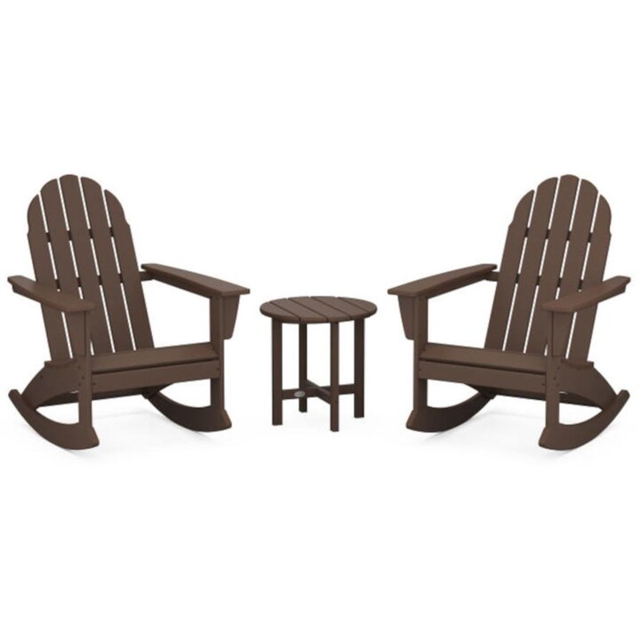 POLYWOOD Vineyard 3-Piece Adirondack Rocking Chair Set in Mahogany - Mycitystee