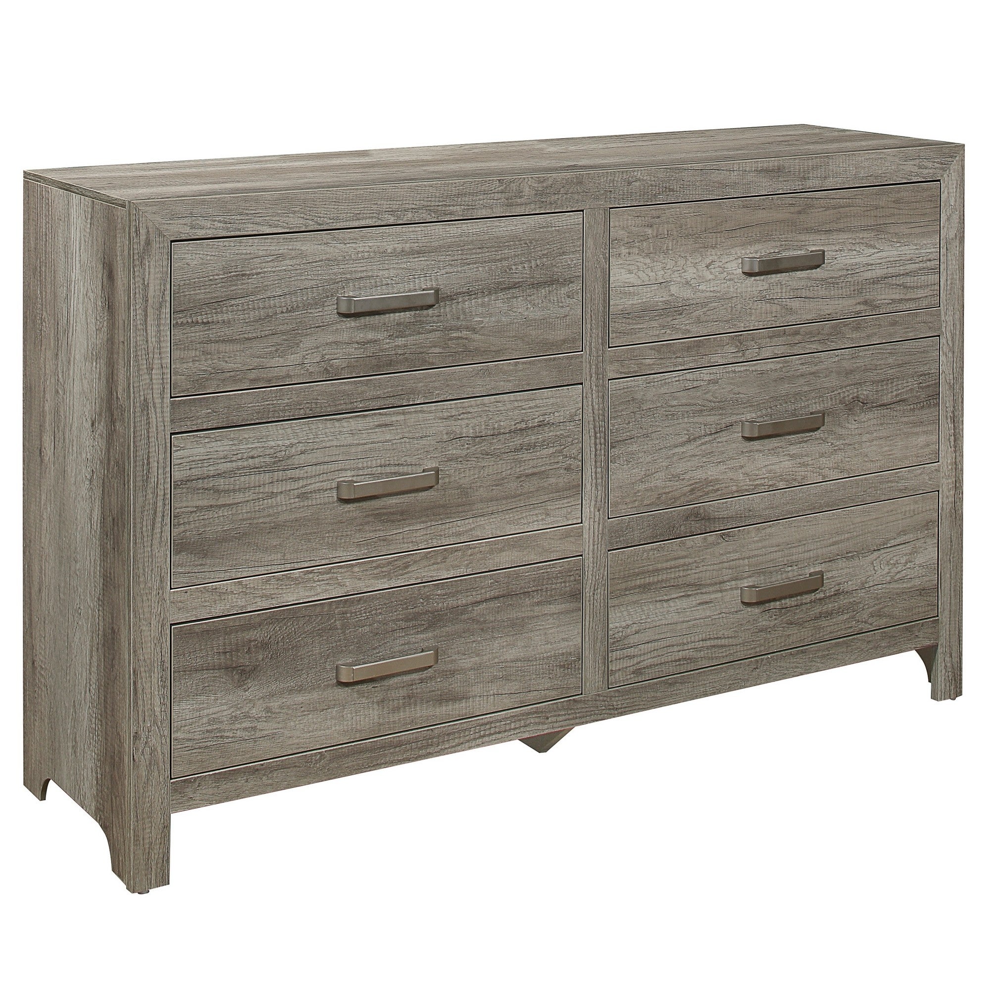 Zane 60 inch Transitional Dresser， 6 Gliding Drawers， Weathered Gray Veneer - - 37768788 - Mycitystee
