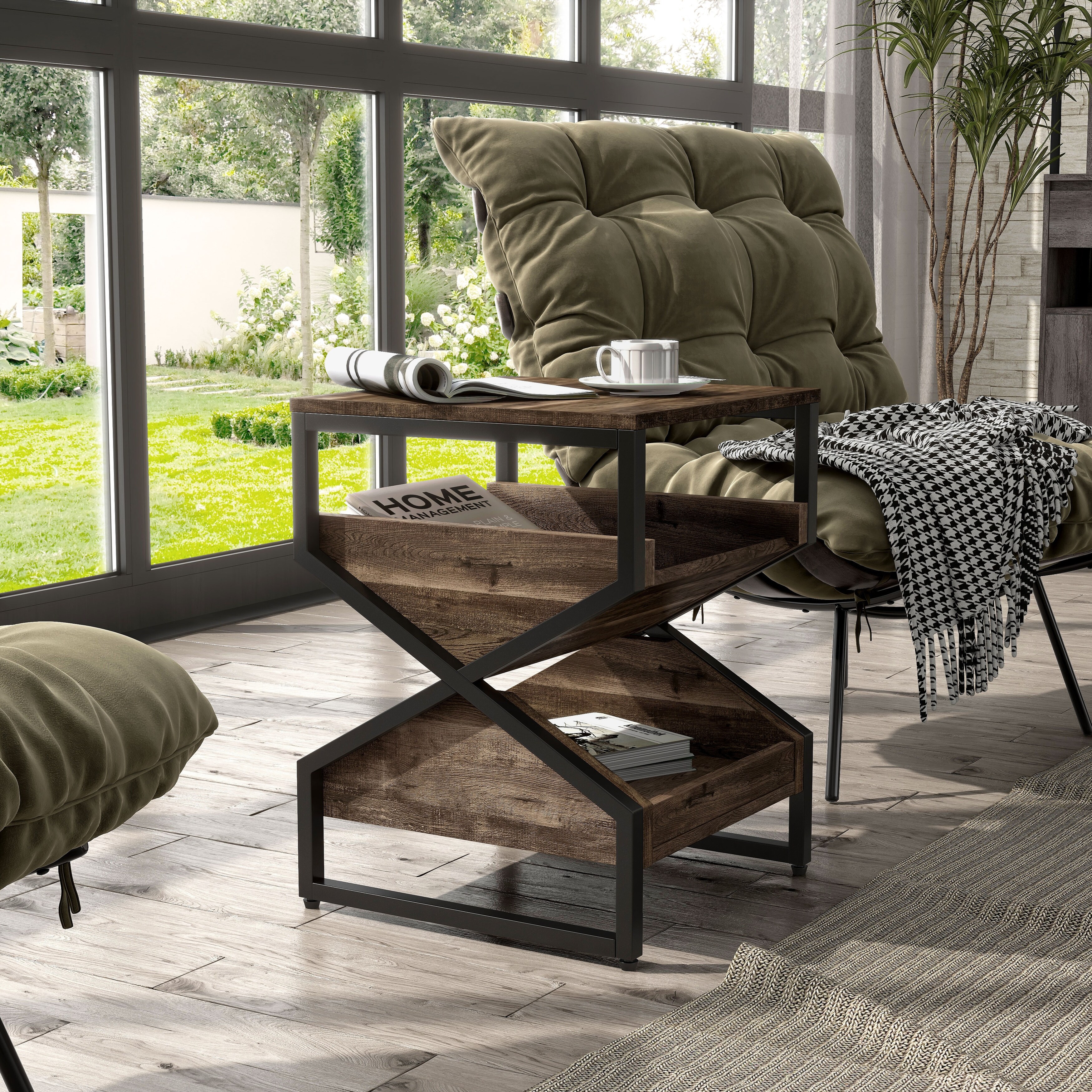 DH BASIC Industrial 17-inch 1-shelf Tray End Table by Denhour - Mycitystee