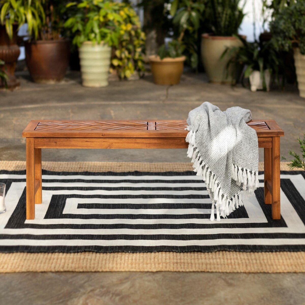 Ultimate Patio Wishlake 53 Inch Acacia Patio Dining Bench - Mycitystee