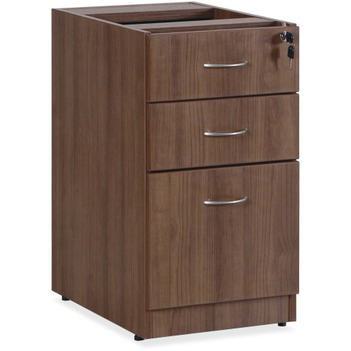 Lorell Essentials Walnut B/B/F Fixed Pedestal - 3-Drawer (69985) - Mycitystee