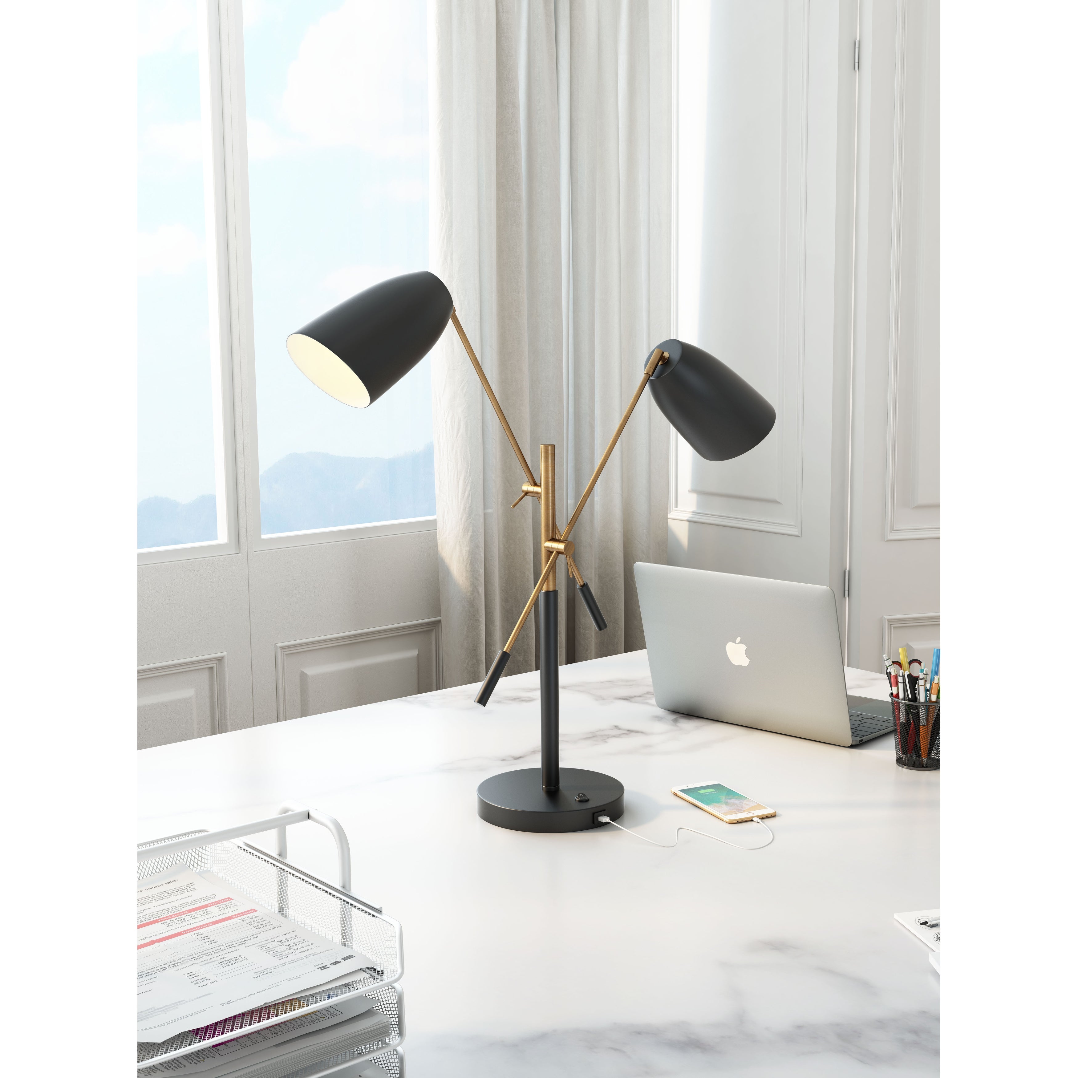 Arbutus Table Lamp Black and Brass - Mycitystee
