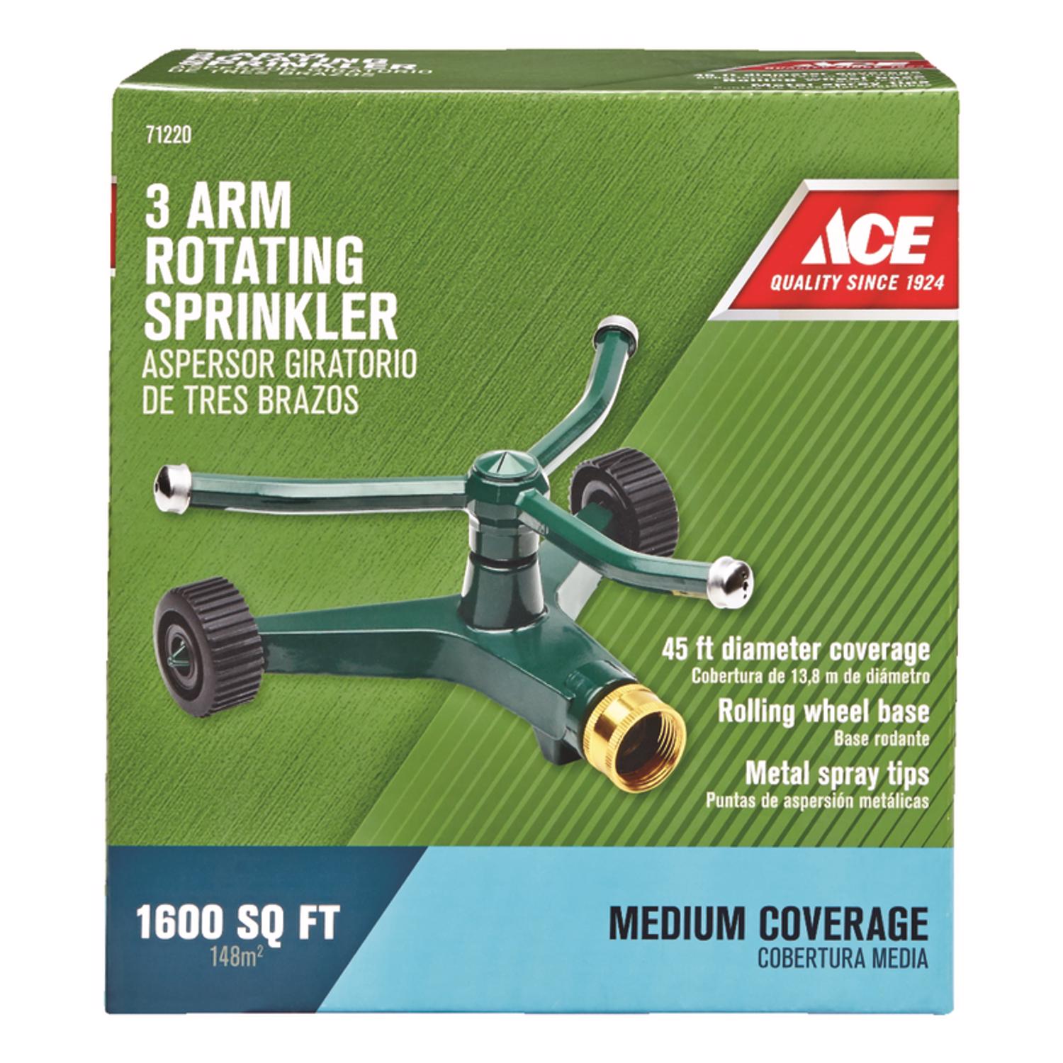 Ace Metal Wheeled Base Rotating Sprinkler 1600 sq ft 1 pk - Mycitystee