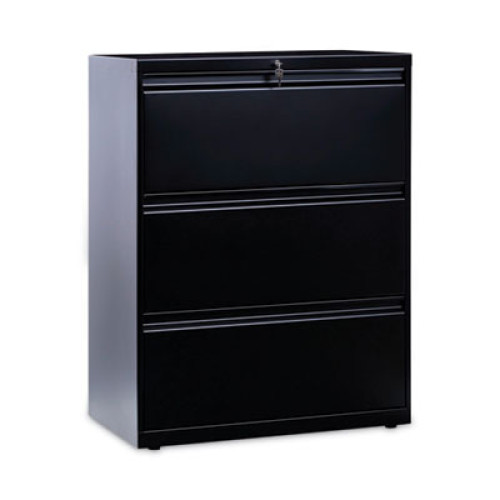 Alera Three-Drawer Lateral File Cabinet， 30w x 18d x 39.5h， Black (LF3041BL) - Mycitystee