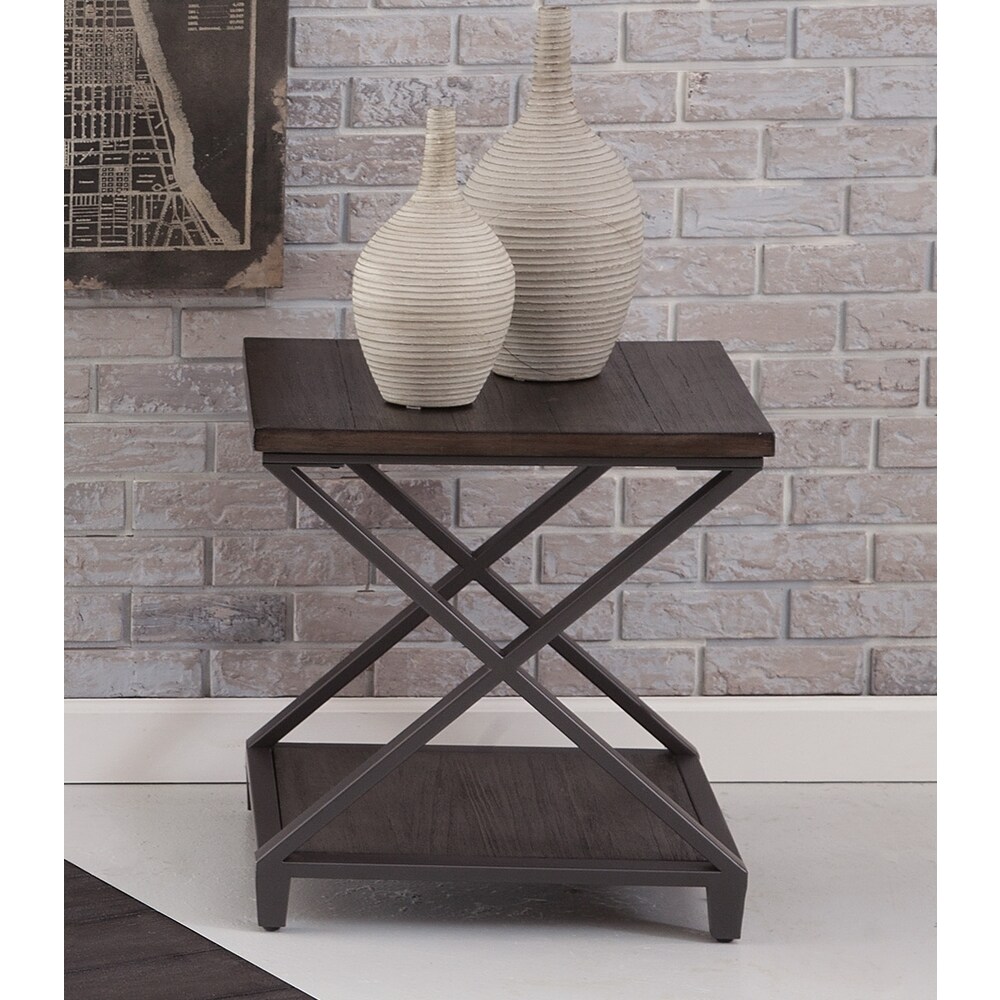 Alton Double X Style Wood and Metal End Table by Greyson Living - Mycitystee