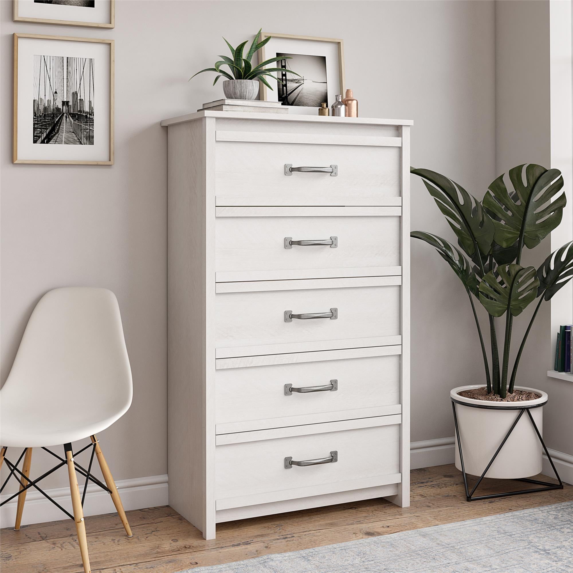 Rustic Ranch 5 Drawer Dresser， Ivory Oak - - 36139303 - Mycitystee