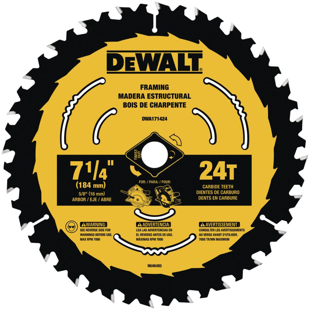 DEWALT 7-1/4-in 24T Saw Blade with ToughTrack tooth design DWA171424 from DEWALT - Mycitystee