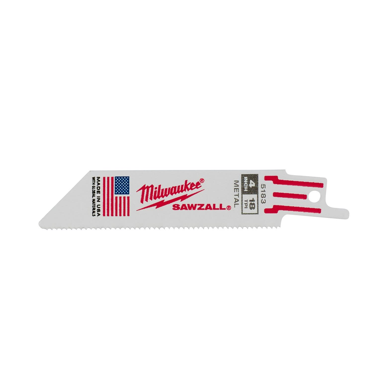 Milwaukee SAWZALL 4 in. Bi-Metal Double Duty Upgrade Reciprocating Saw Blade 18 TPI 5 pk - Mycitystee