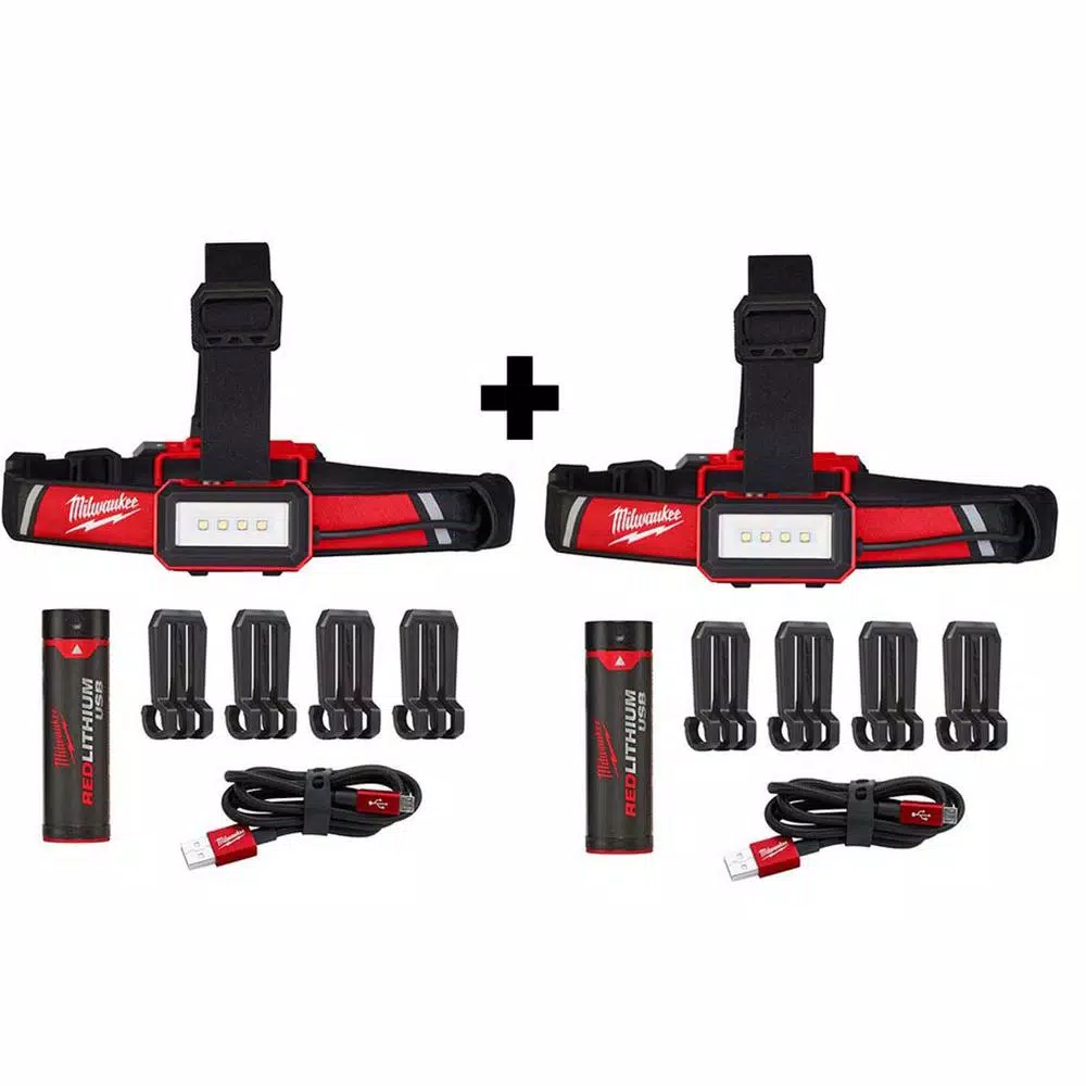 Milwaukee 600 Lumens LED USB Rechargeable Low-Profile Hard Hat Headlamp (2-Pack) and#8211; XDC Depot - Mycitystee