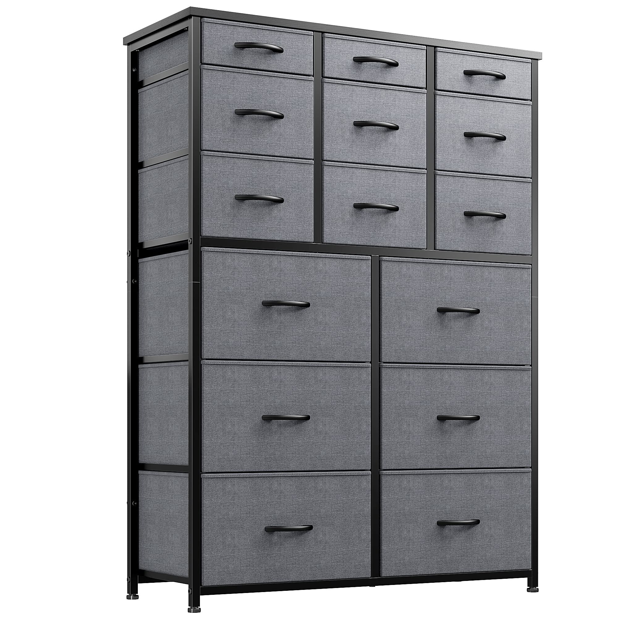 15 Drawers Dresser for Bedroom， Tall Dressers for Bedroom with Wooden Top and Metal Frame， Large Bedroom Dressers and Chest - - 37668875 - Mycitystee
