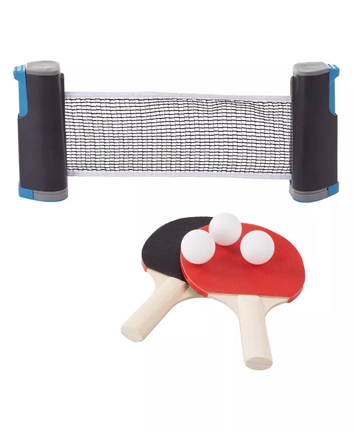 Trademark Global Hey Play Table Tennis Set - Portable Instant Two Player Game With Retractable Net， Wooden Paddles And Balls For Two Player Family Fun - Mycitystee