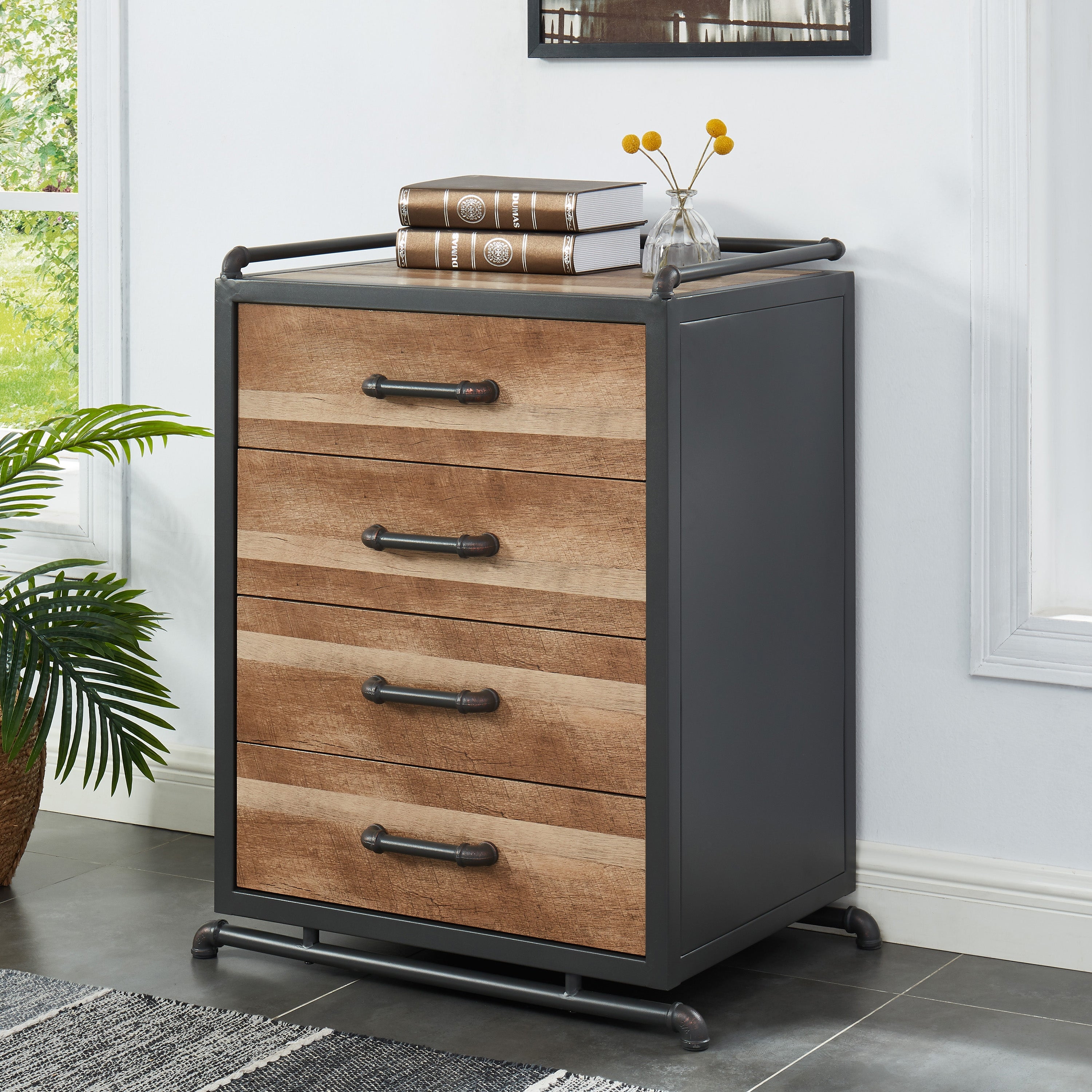 Furniture of America Cassius Industrial Chest with 4 drawers - - 31666506 - Mycitystee