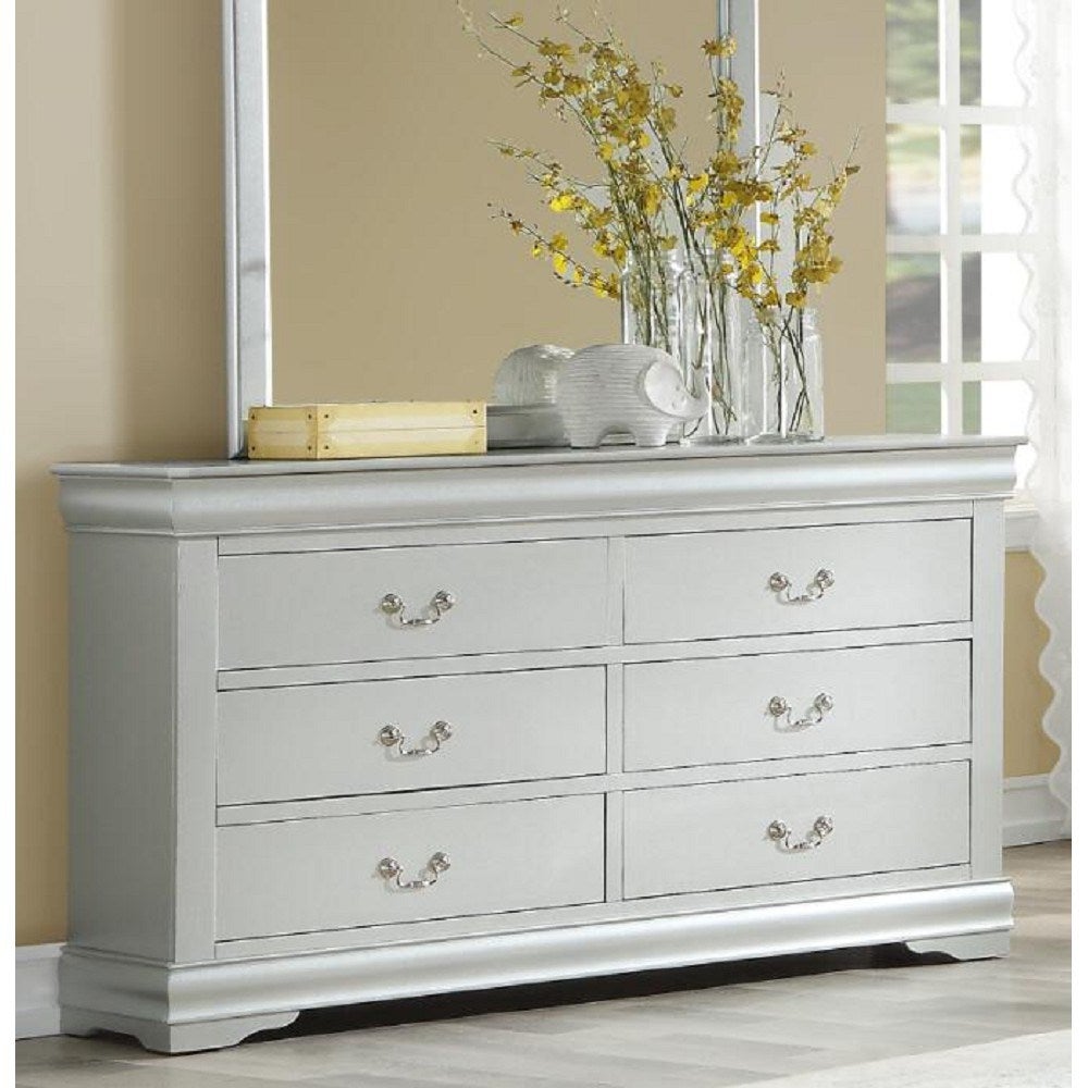Dresser with 6 Drawers in Platinum， Suitable for Bedroom， Living Room， Dining Room， Items Storage Helper - - 37776895 - Mycitystee