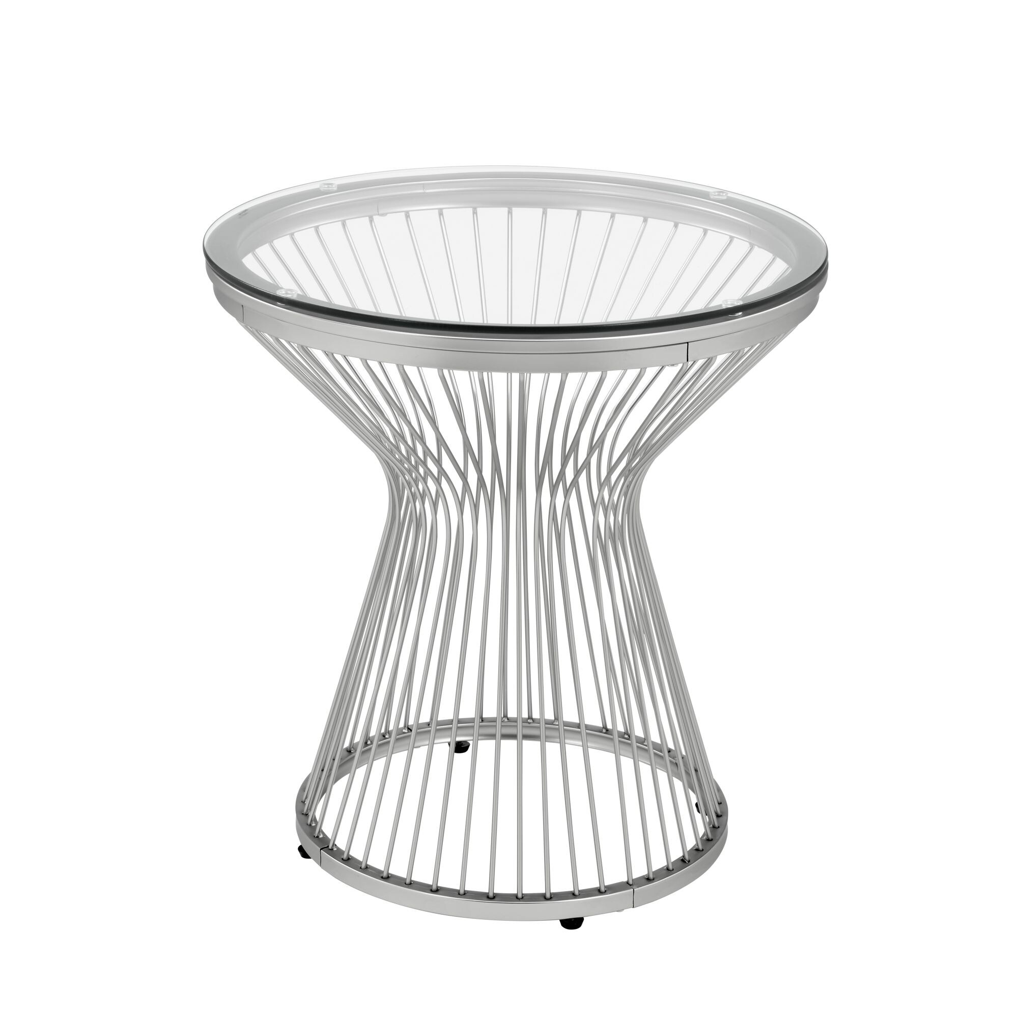 Picket House Furnishings Poppy Round End Table in Chrome - Mycitystee