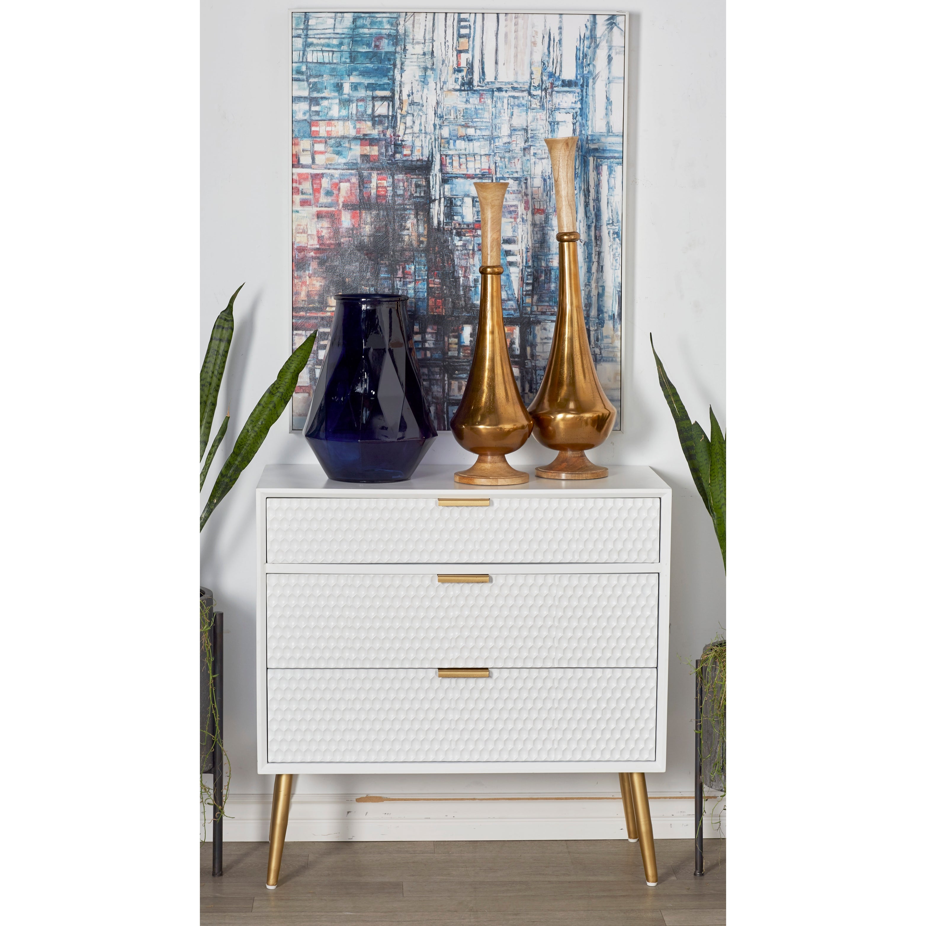Modern Rectangular White 3-Drawer Wooden Chest by Studio 350 - - 19529692 - Mycitystee