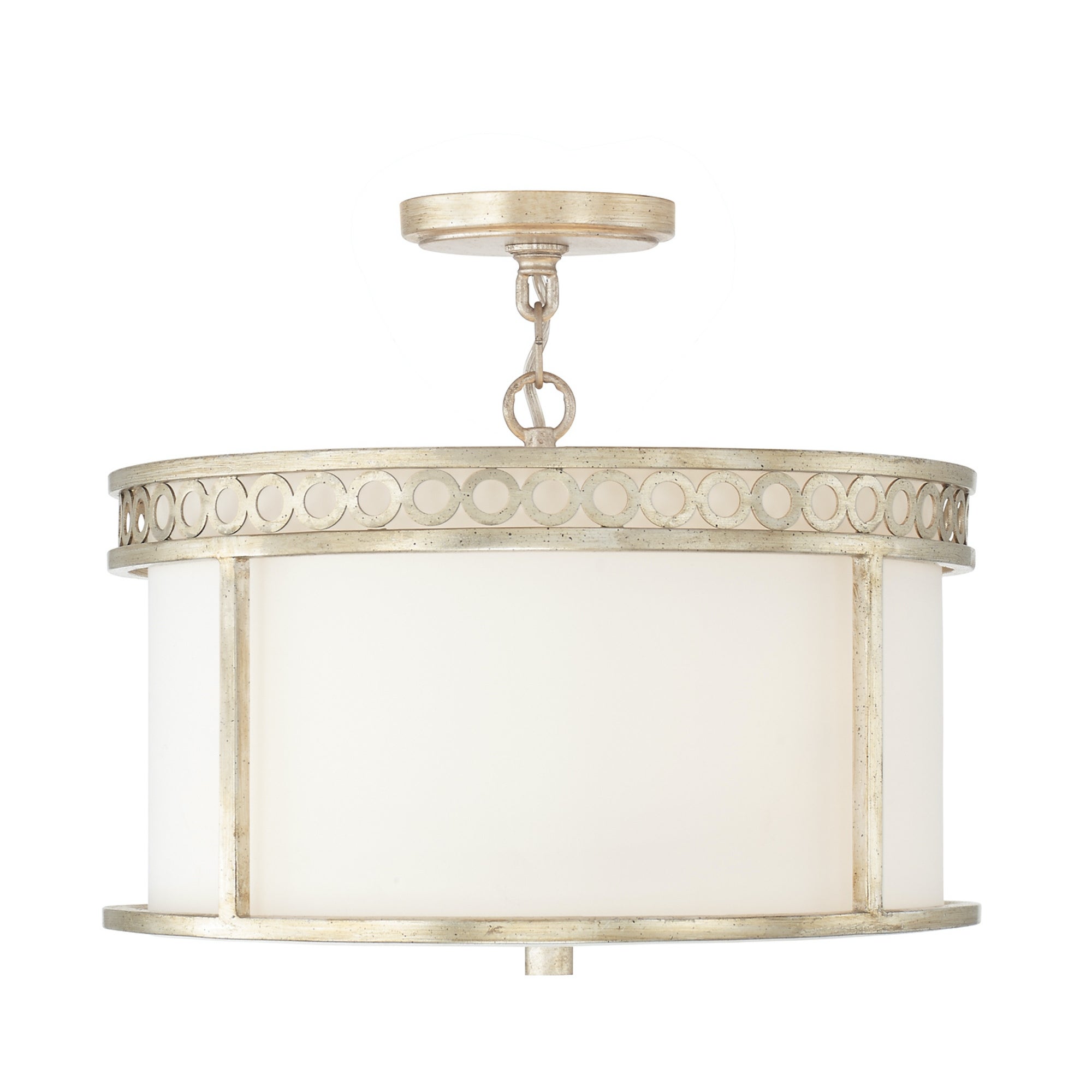 Isabella 4-light Winter Gold Dual Mount Semi-Flush/ Pendant w/ White Fabric Shade - Mycitystee