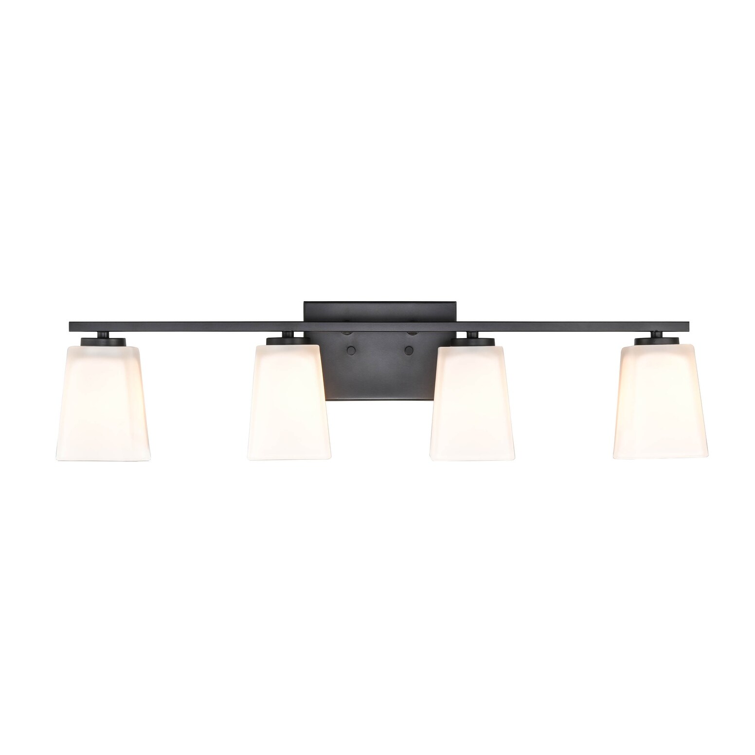 Millennium Lighting 4 Light Matte Black Bathroom Vanity Fixture with Frosted Glass Shades - Mycitystee