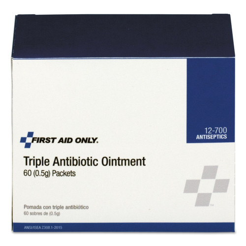 First Aid Only Triple Antibiotic Ointment， 0.5 g Packet， 60/Box (12700) - Mycitystee