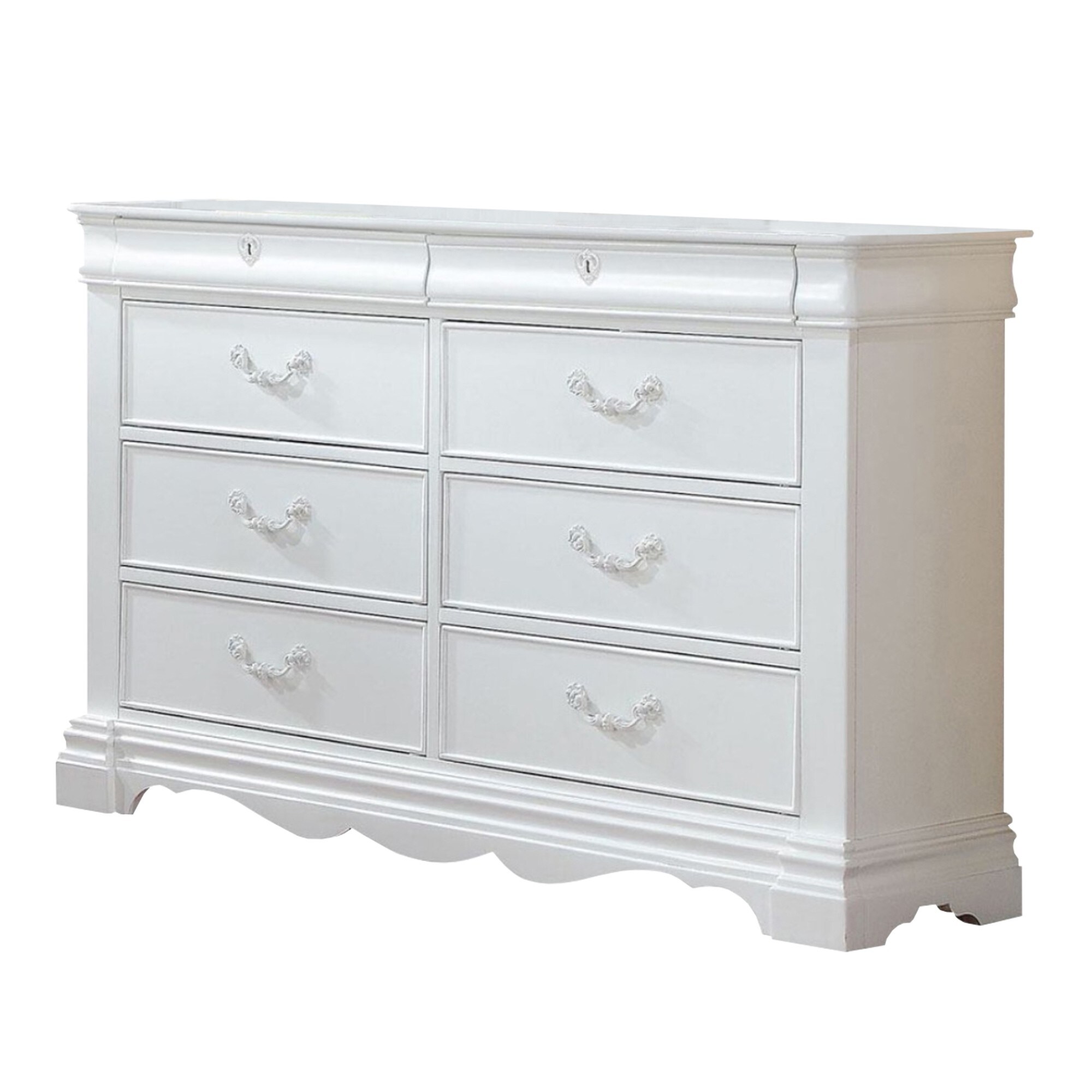 Traditional Style Wood Dresser with 8 Drawers， Ivory - - 25687801 - Mycitystee