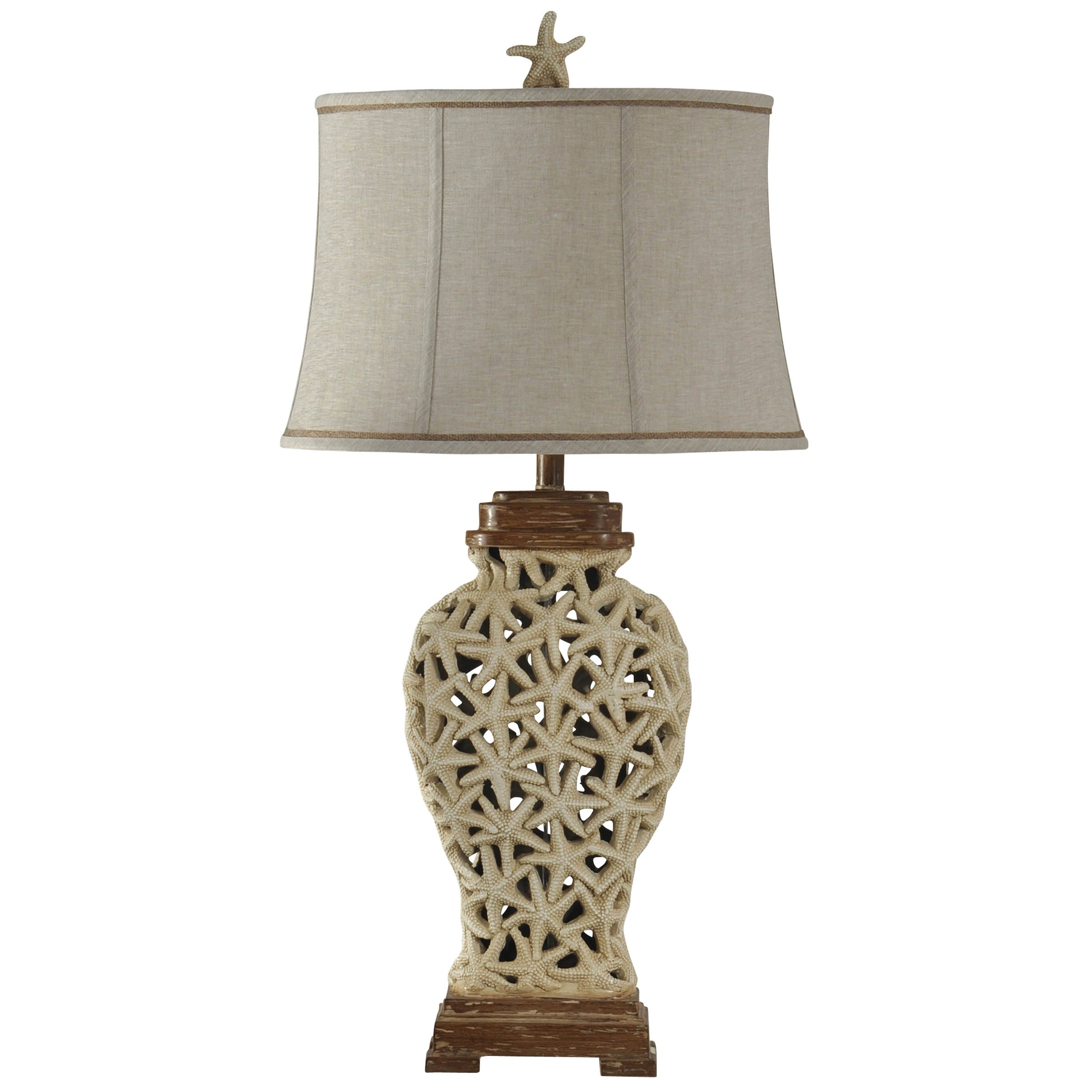 Solana Beach Table Lamp - Brown and Beige Finish - Beige Softback Fabric Shade - Mycitystee