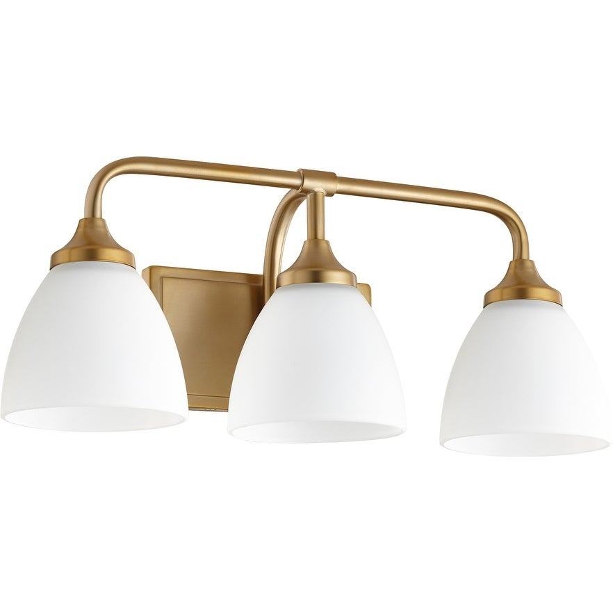 Enclave Aged Brass and Satin Opal 3-light Vanity Lighting - Mycitystee